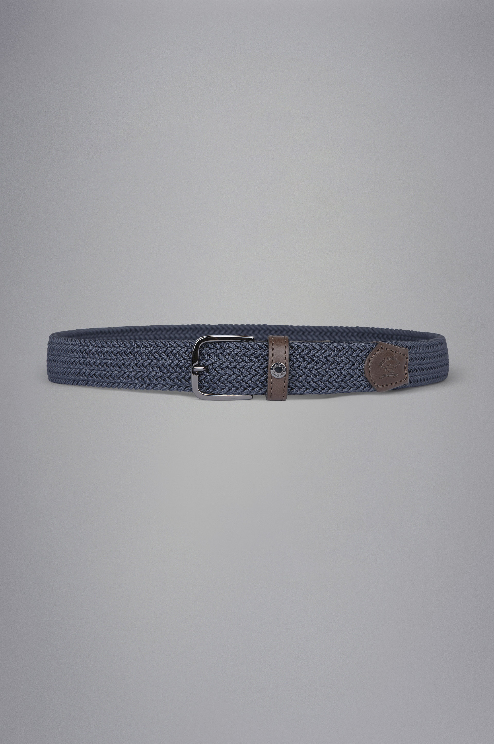 LEATHER TRIMMED WOVEN ELASTIC BELT - 1