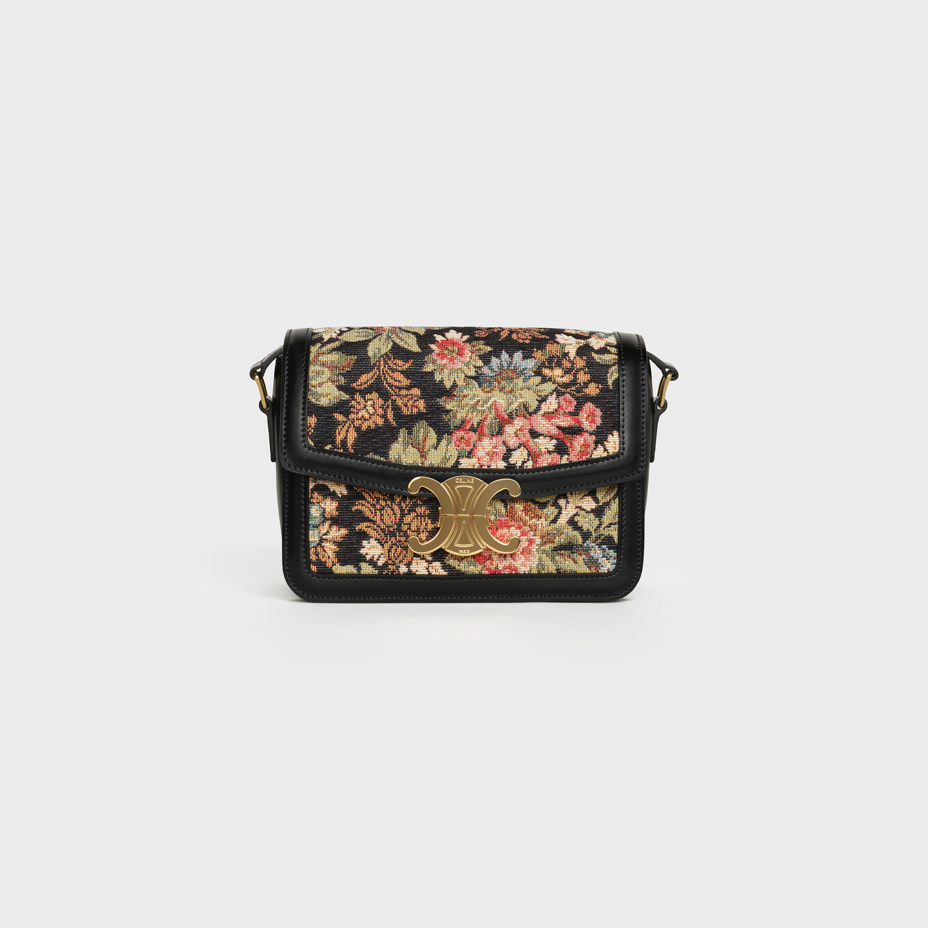 TEEN TRIOMPHE BAG  IN  FLORAL JACQUARD AND CALFSKIN - 1