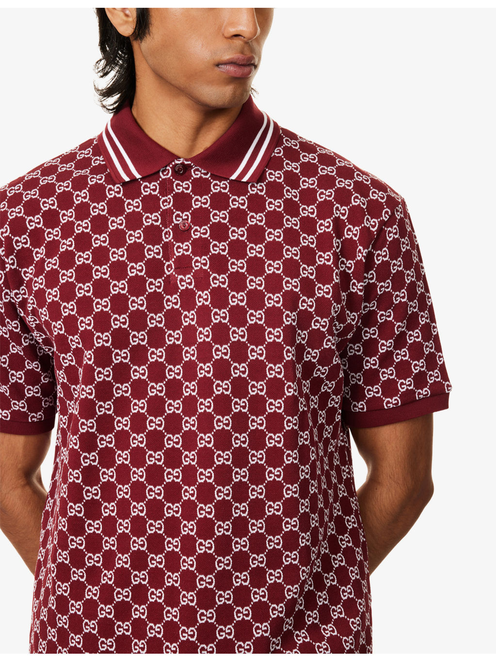 Monogram-Pattern Short-Sleeve Cotton Polo Shirt - 5