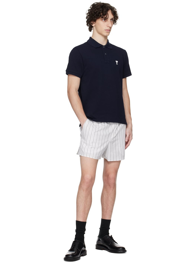 AMI Paris White & Blue Elasticated Shorts outlook