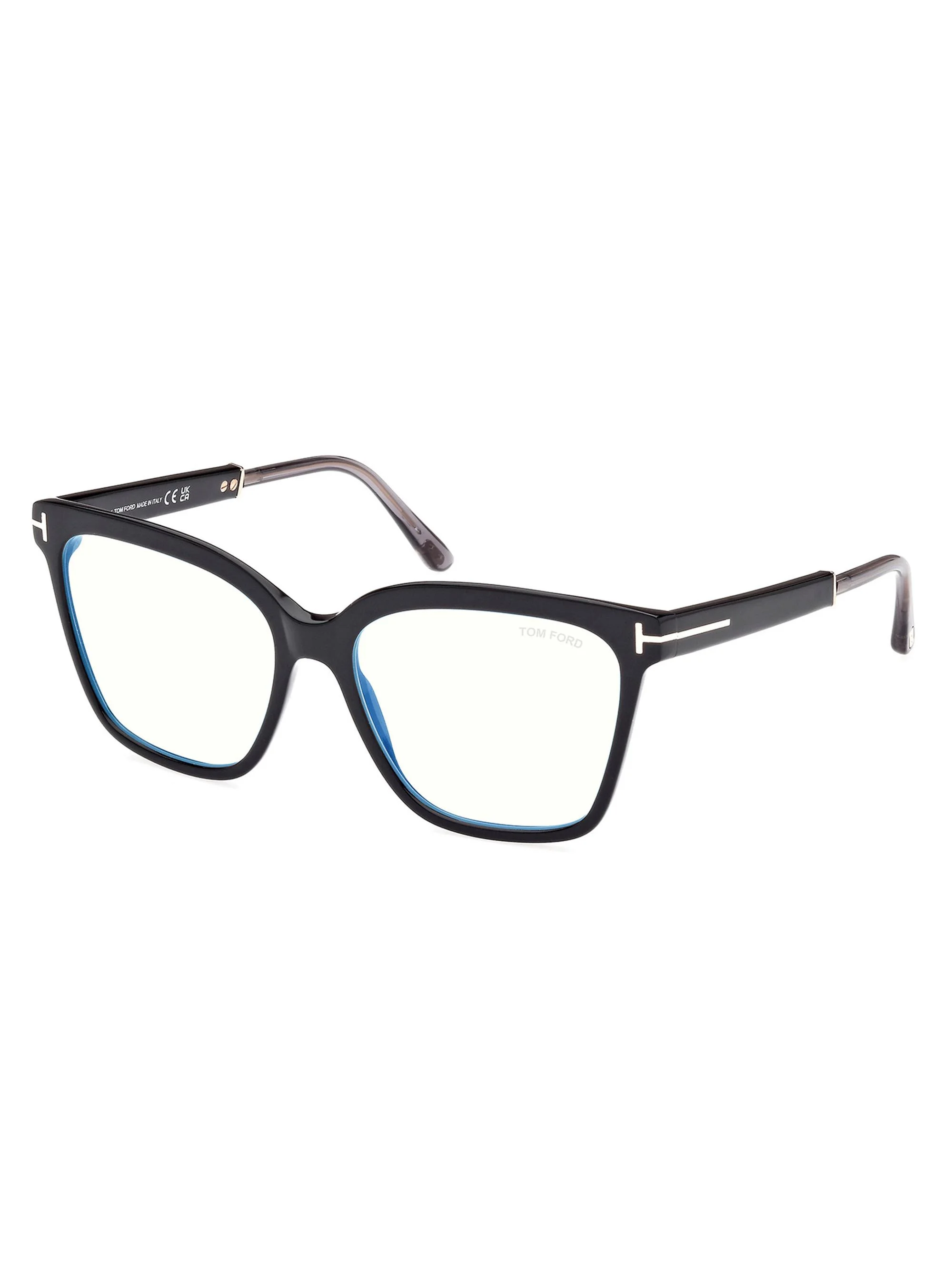 Women's 56MM Square Blue Block Glasses - Black - 1