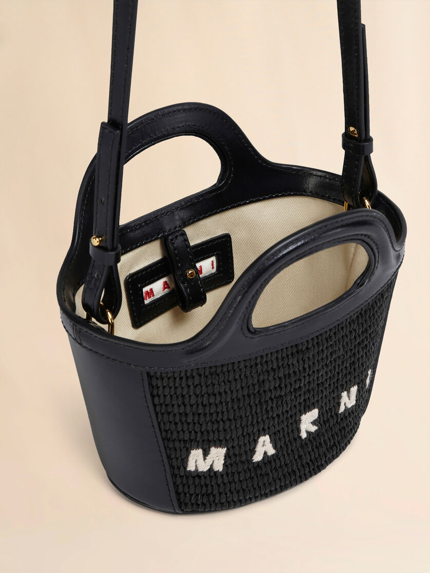 TROPICALIA MICRO BAG IN BLACK LEATHER AND RAFFIA - 4