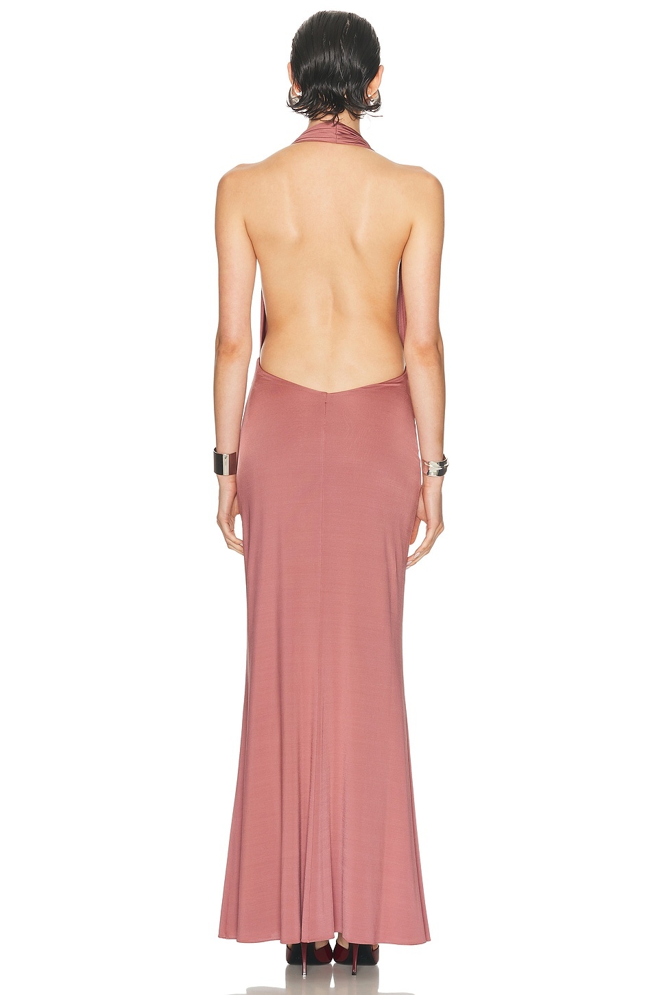 Lightweight Jersey Deep Cowl Neck Gown - 3
