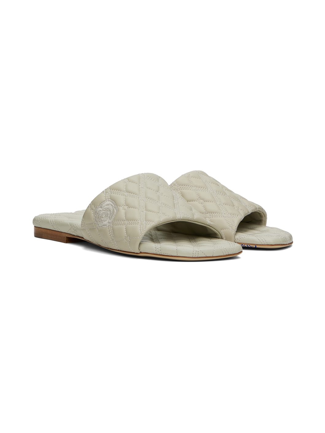 Beige Leather Quilt Sandals - 4