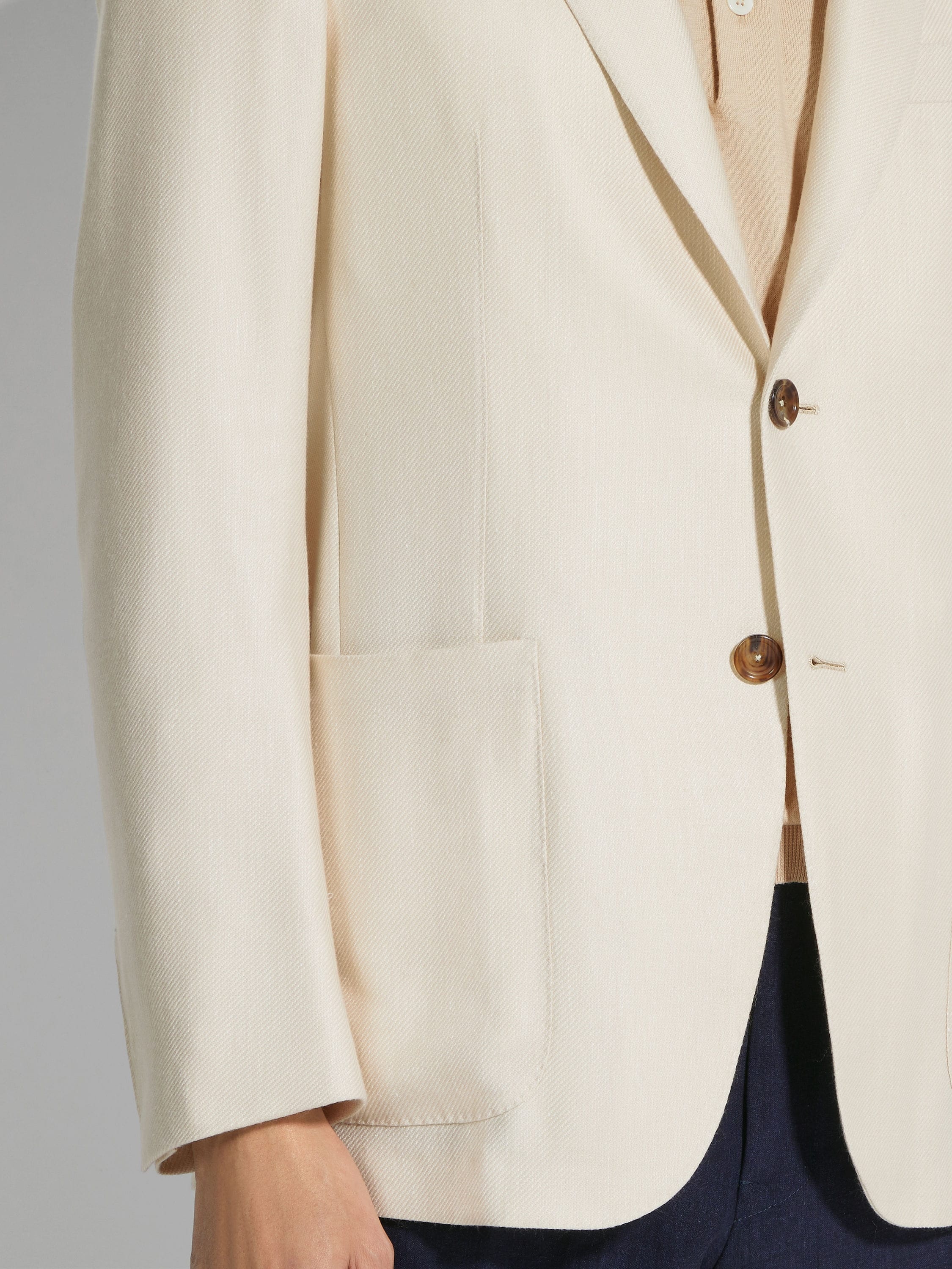 OFF WHITE CASHMERE SILK AND LINEN JACKET - 3