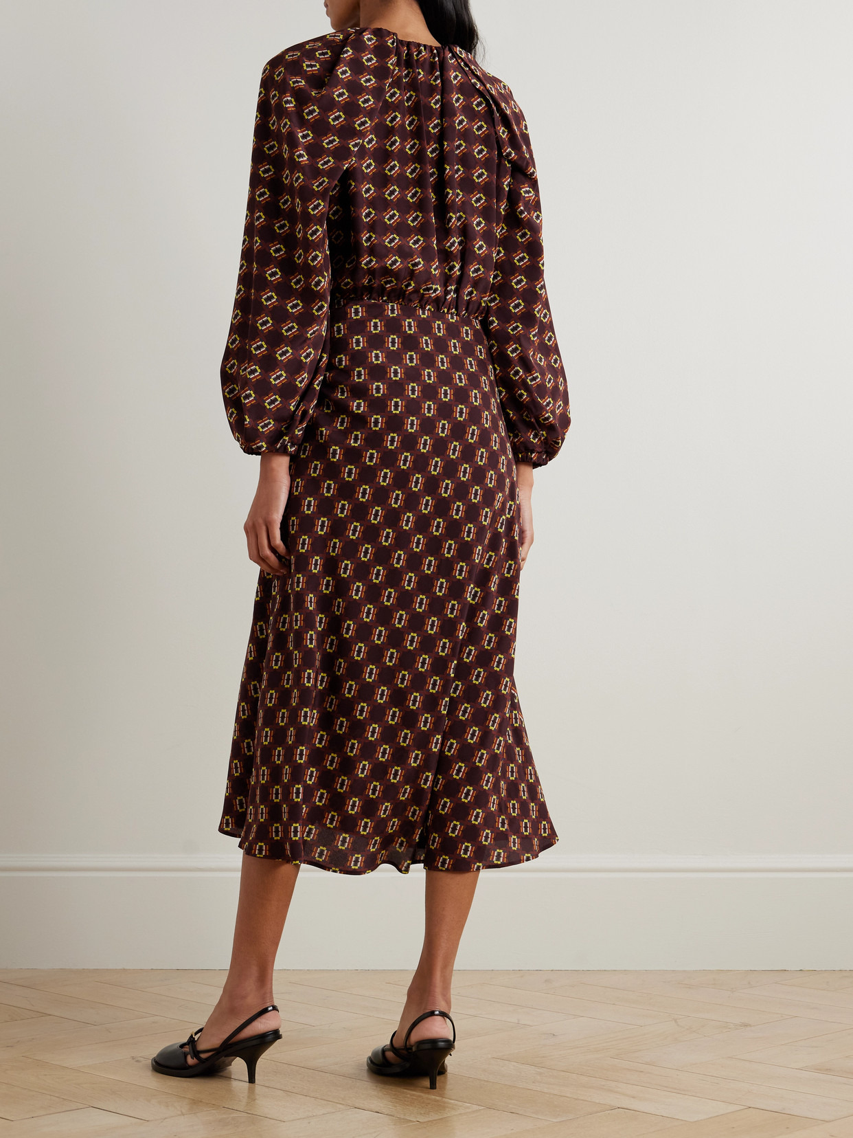 Printed Silk Crepe De Chine Wrap-effect Midi Dress - 3
