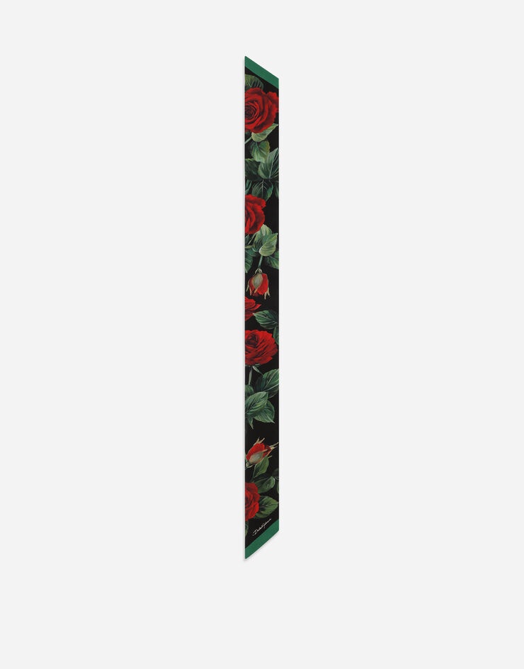 Twill headscarf with red rose print - 3
