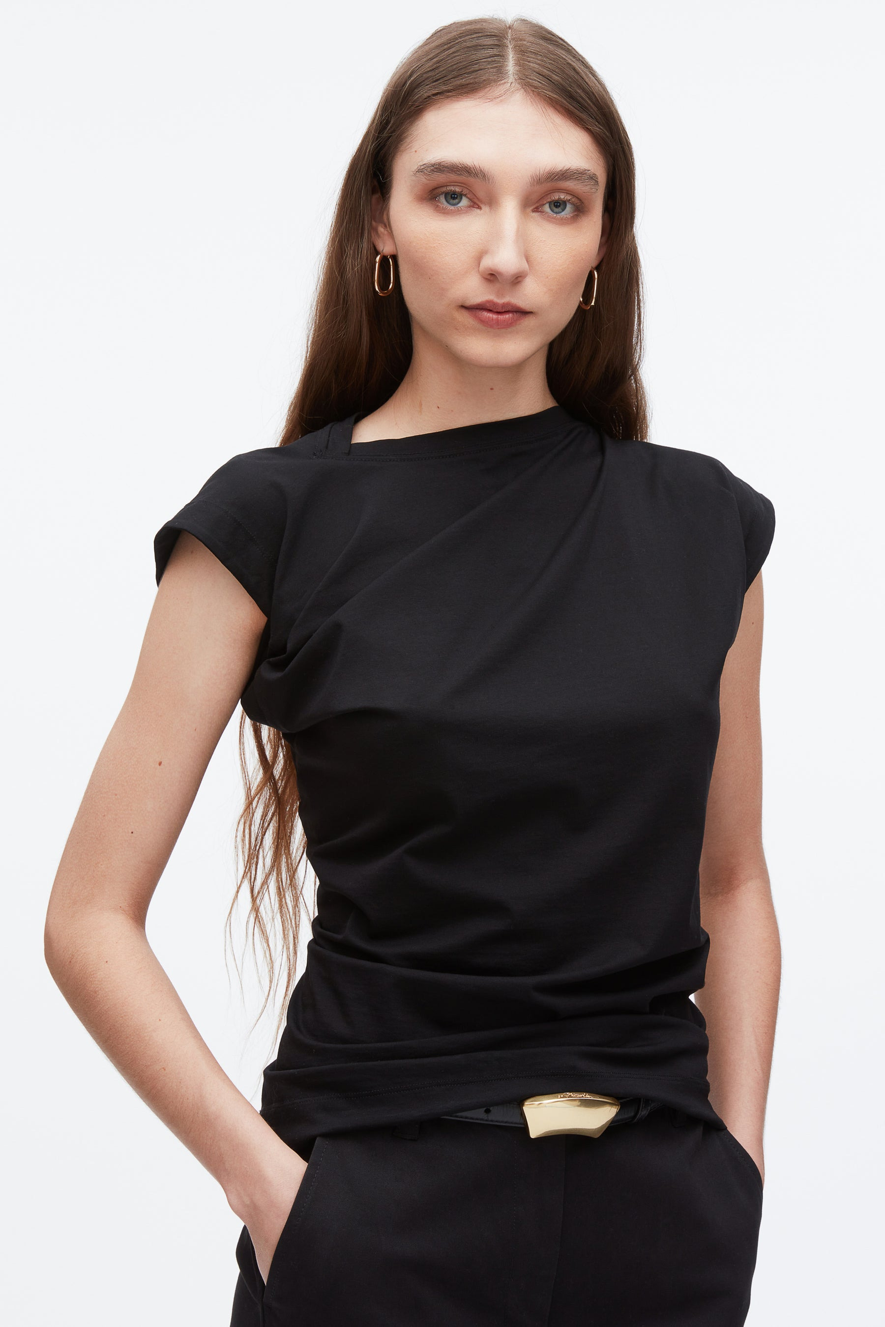 Draped Asymmetric T-Shirt - 6