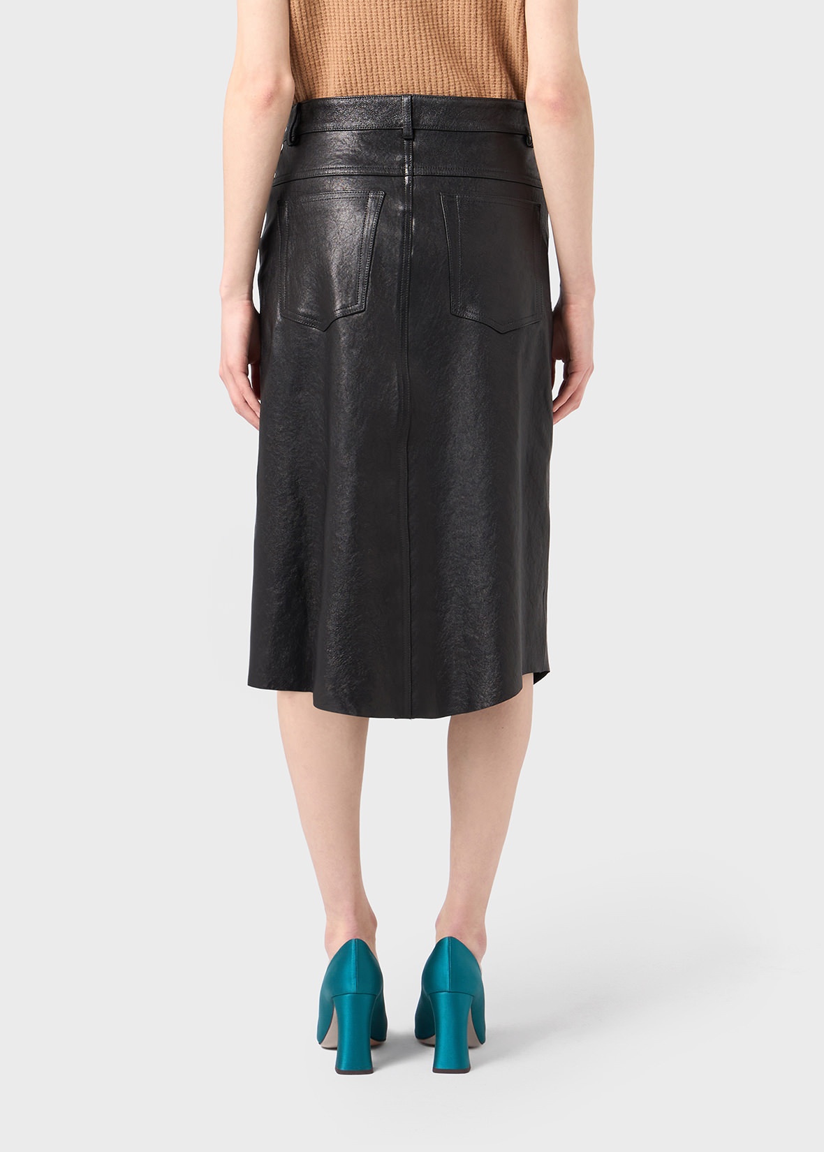 ASYMMETRIC LEATHER SKIRT - 4