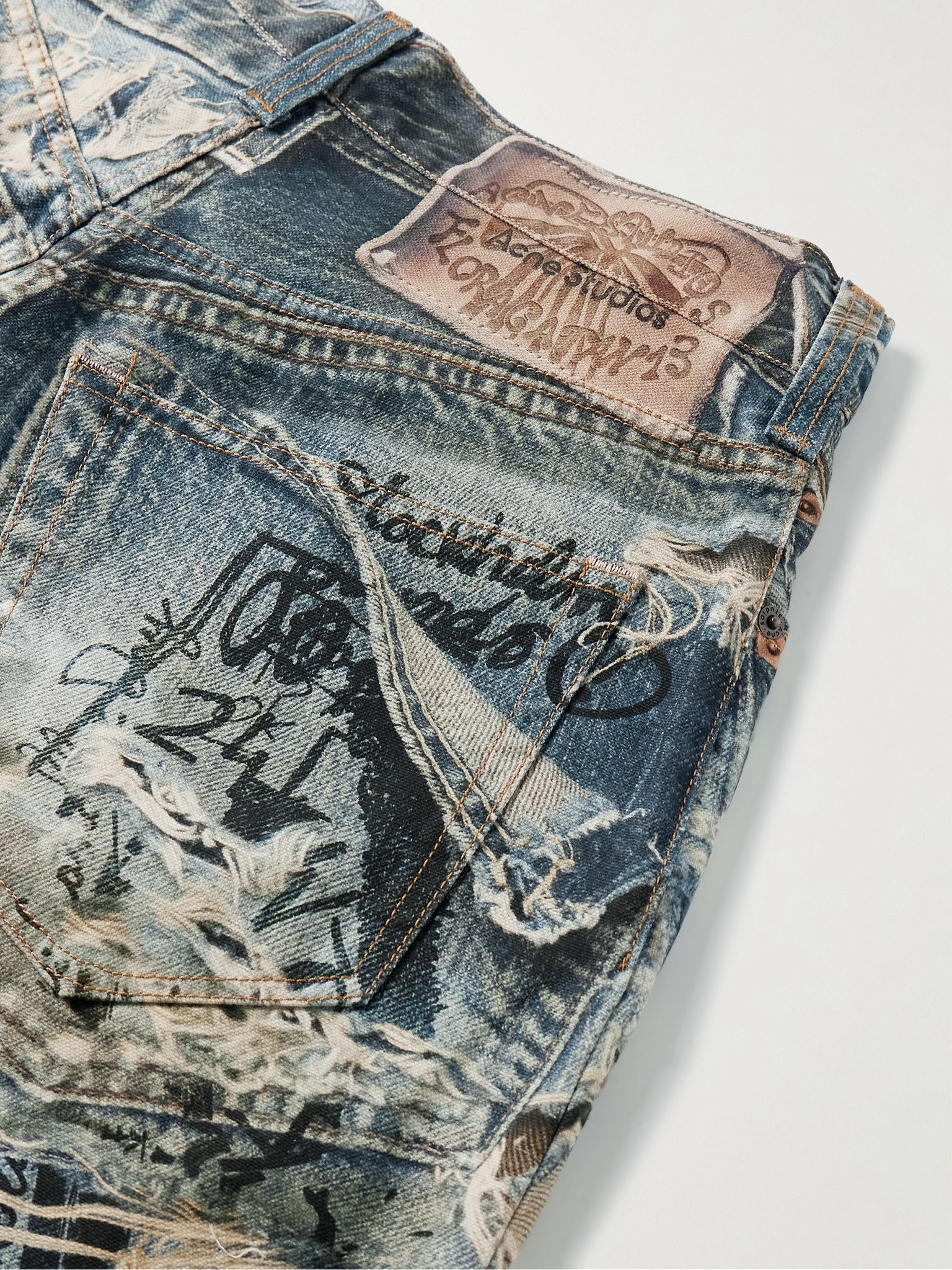 Wide-Leg Printed Jeans Blue - 6