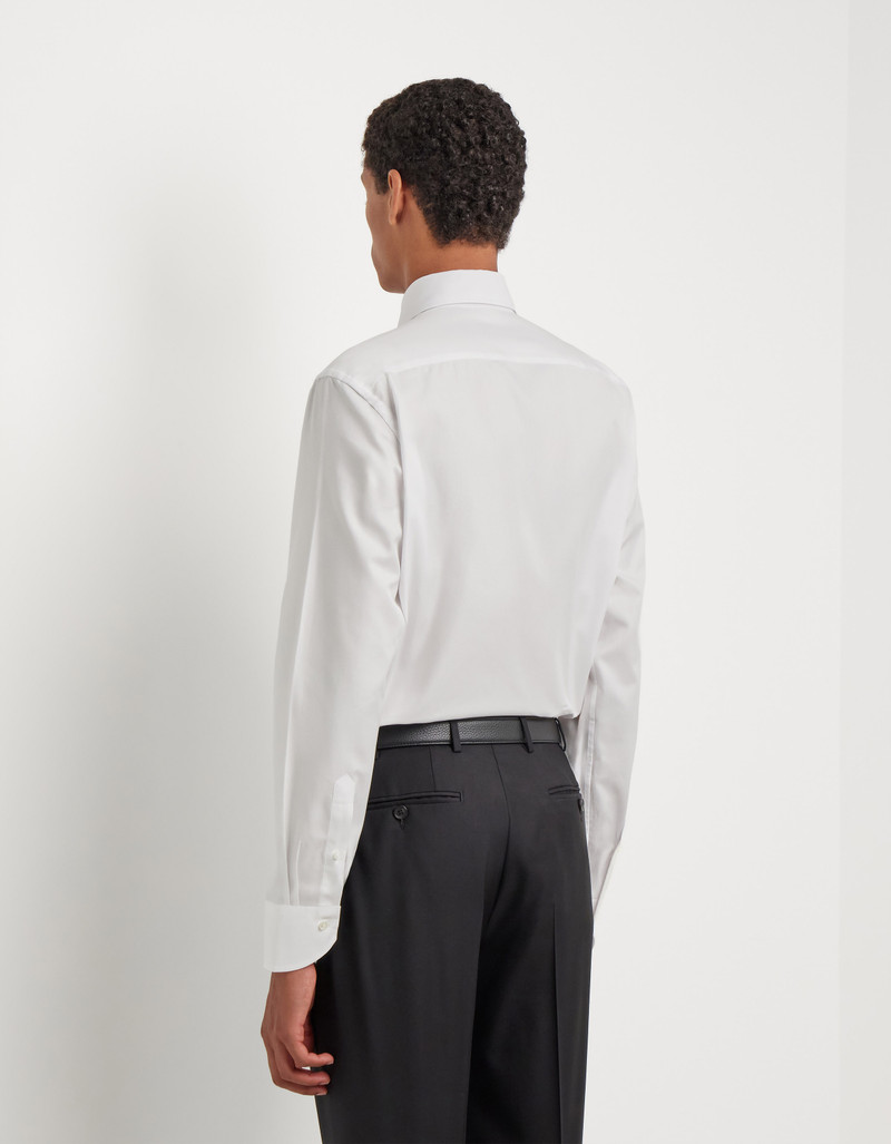 WHITE COTTON TWILL SHIRT WITH BUTTON-DOWN COLLAR 3