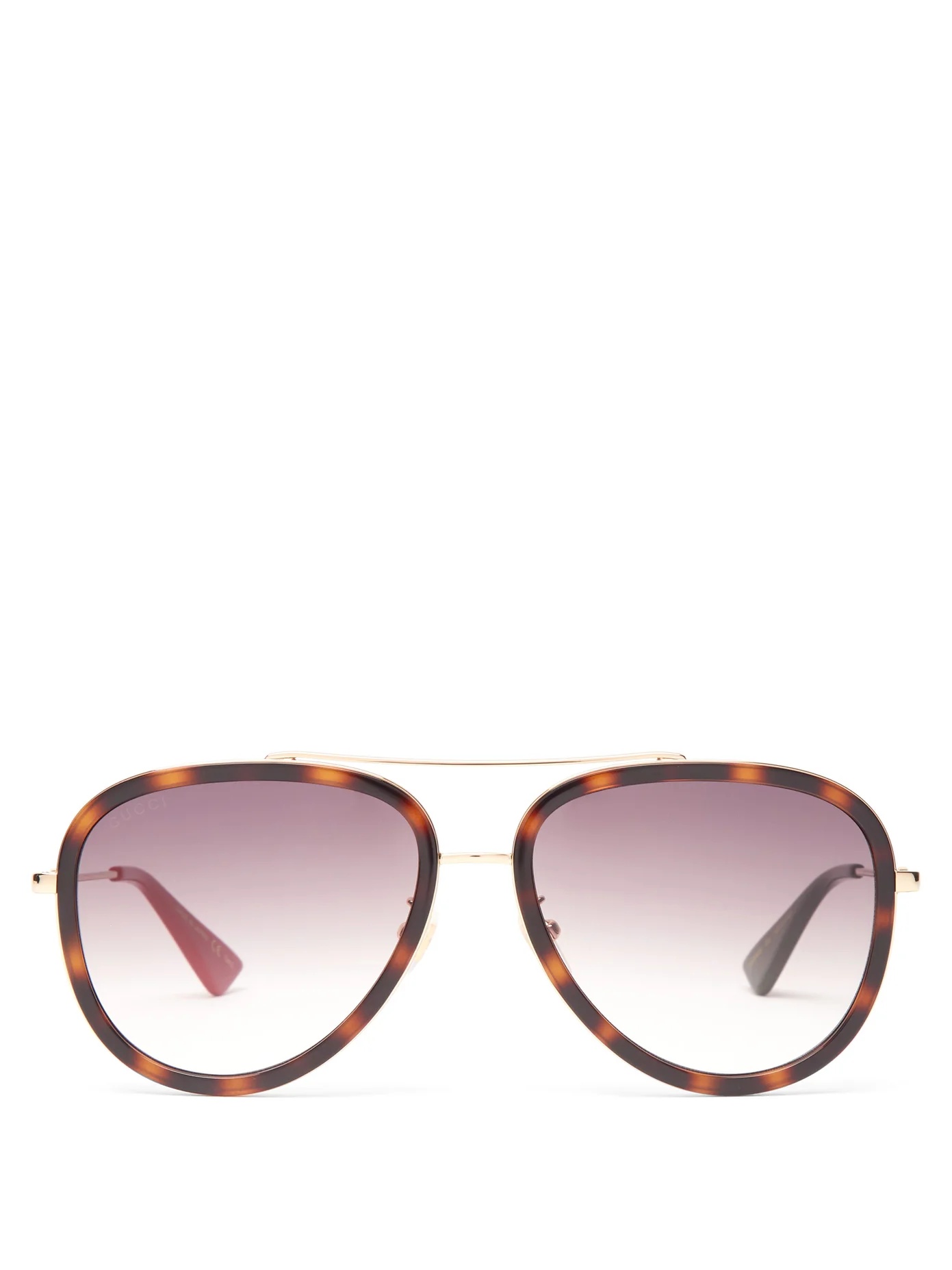 Tortoiseshell-effect acetate aviator sunglasses - 1