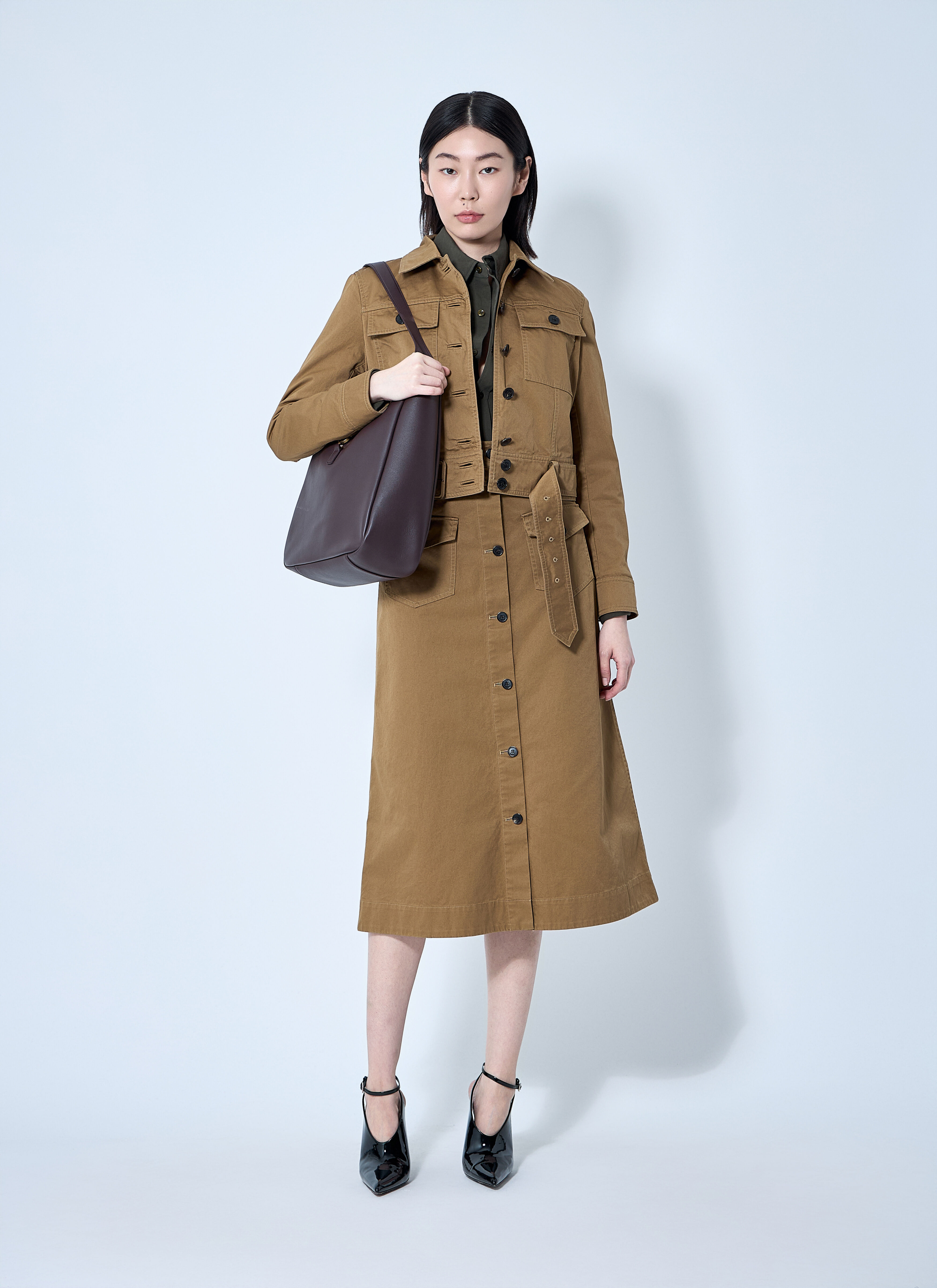 Cotton Serge Midi Skirt - 2
