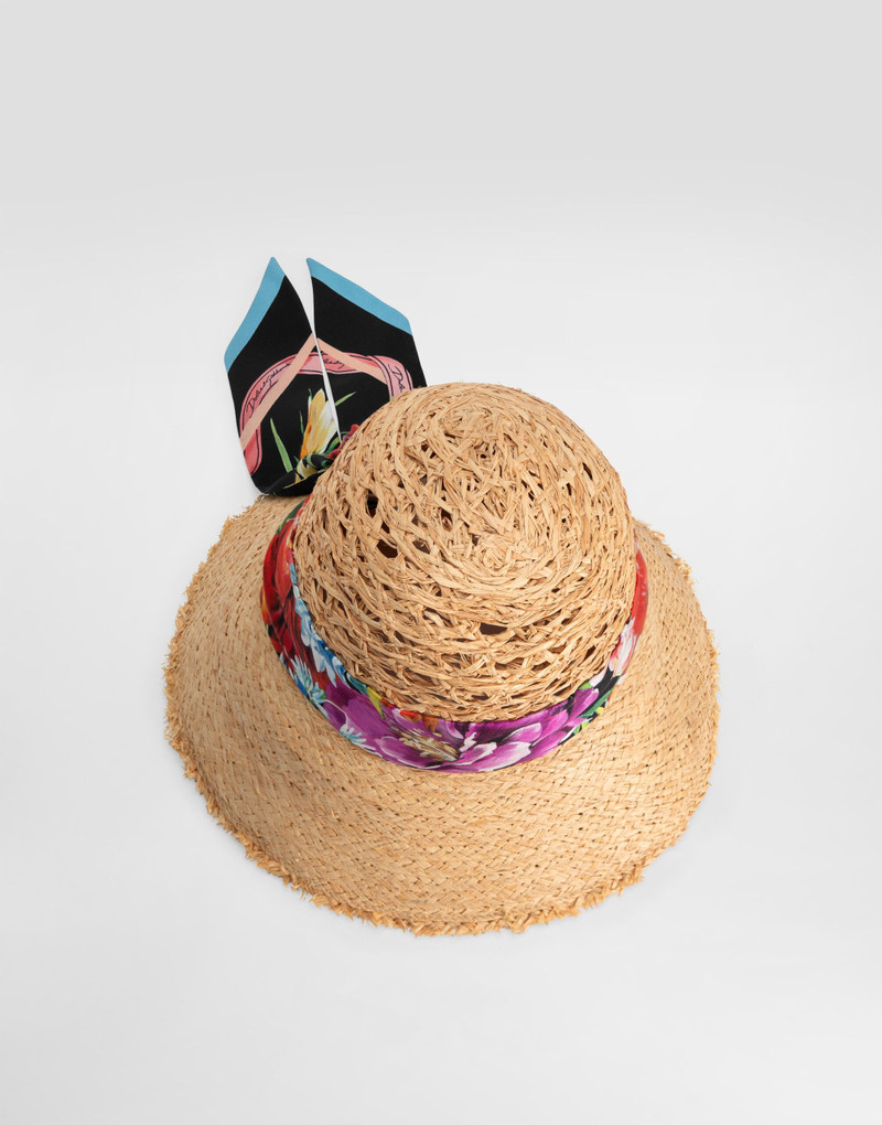 Dolce & Gabbana Straw hat with bandeau scarf outlook