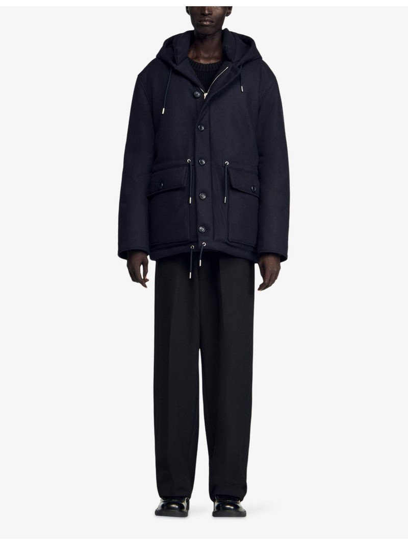 Sandro Hooded Drawstring-Waist Wool and Cashmere-Blend Parka outlook