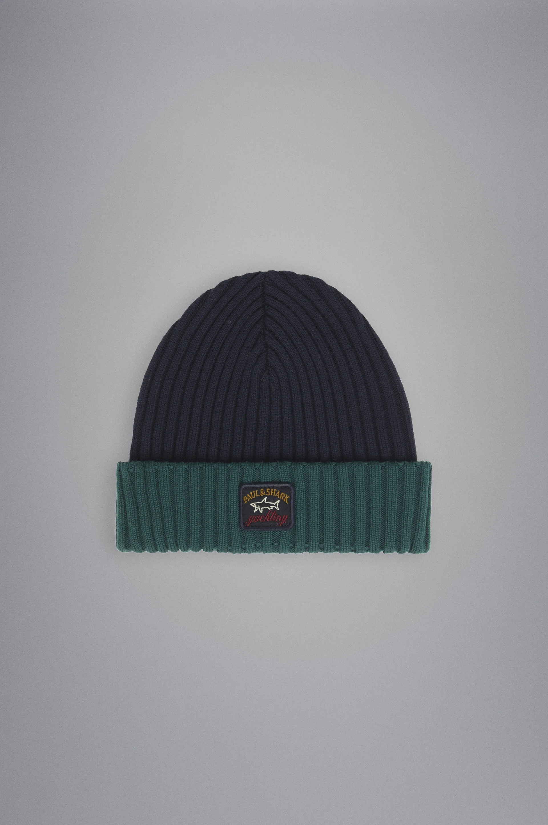 RIBBED WOOL BEANIE WITH ICONIC BADGE - 1
