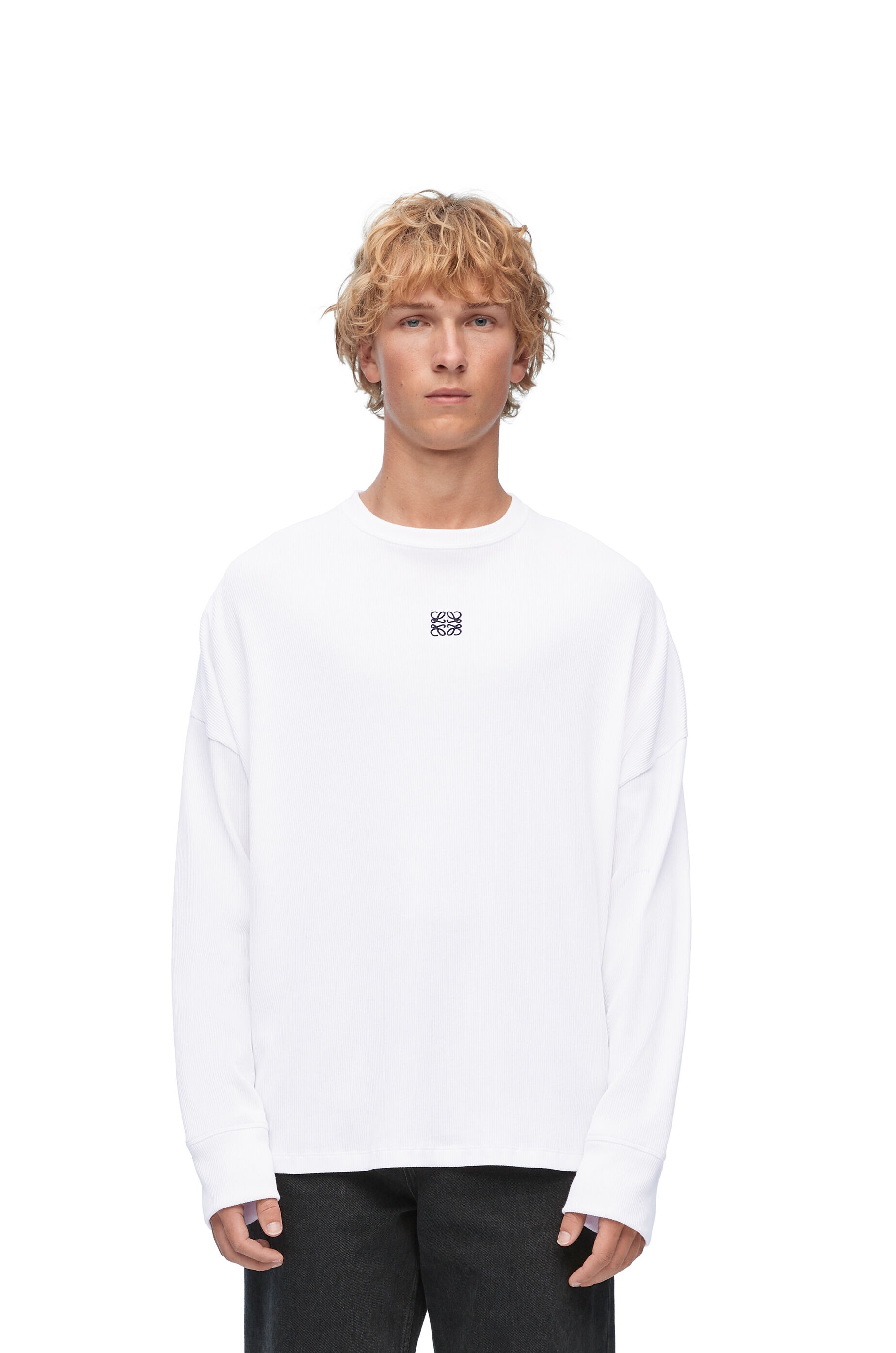 【LOEWE】 要在庫確認 LONG SLEEVE T-SHIRT /ロンT /ホワイト Loewe Oversized fit long sleeve T-shirt in cotton | REVERSIBLE