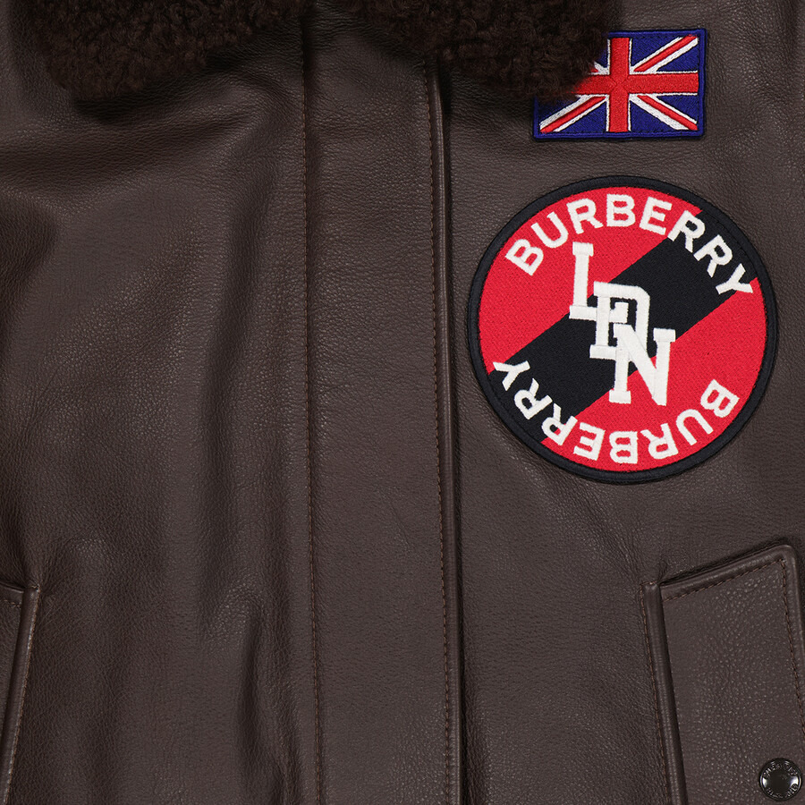 Burberry Ladies Dark Brown Shandwick Detchable Shearling Collar Flight Jacket With Warmer - 7