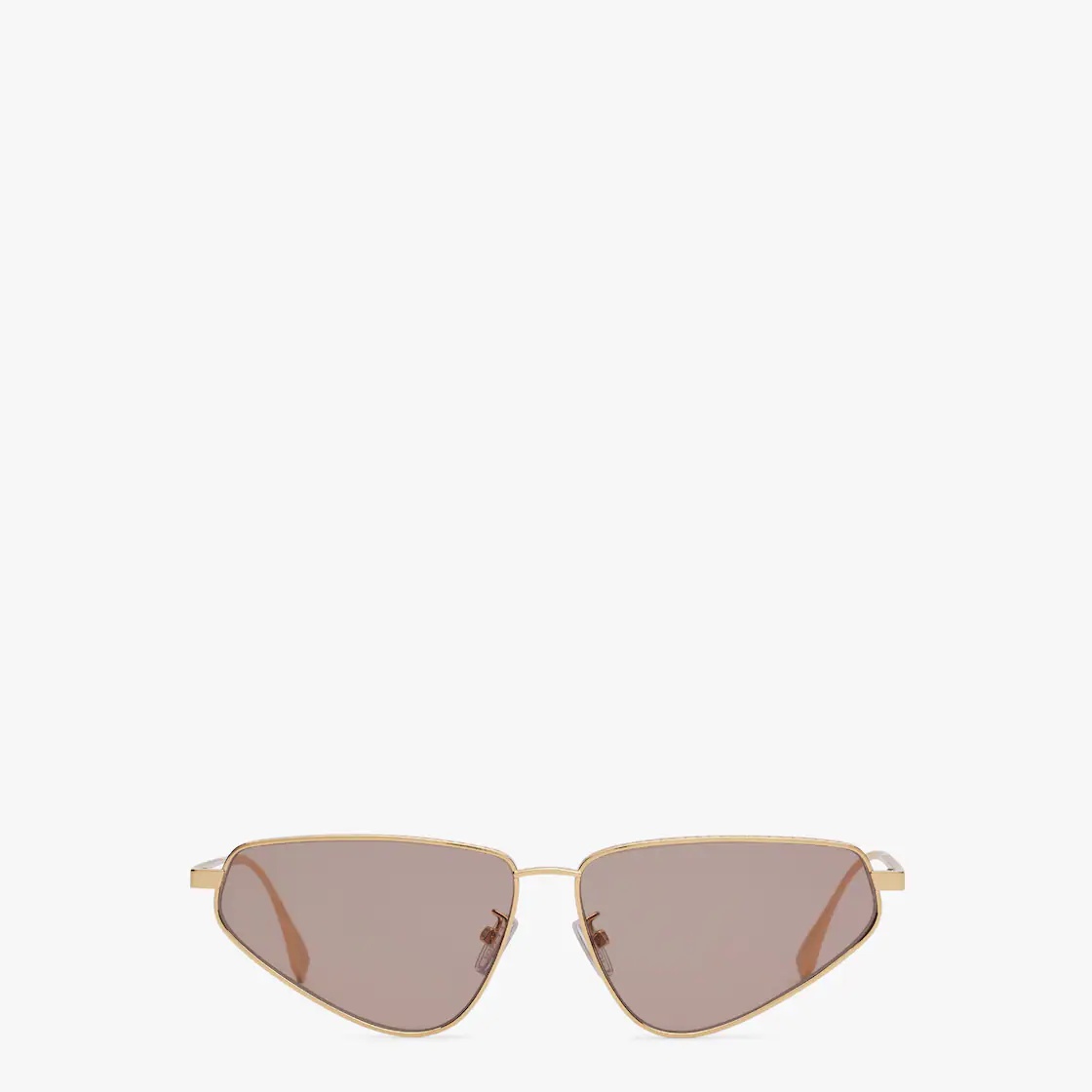Cat-eye FF sunglasses in gold-colored metal with FF motif engraved on the front and temples. Brown l - 1