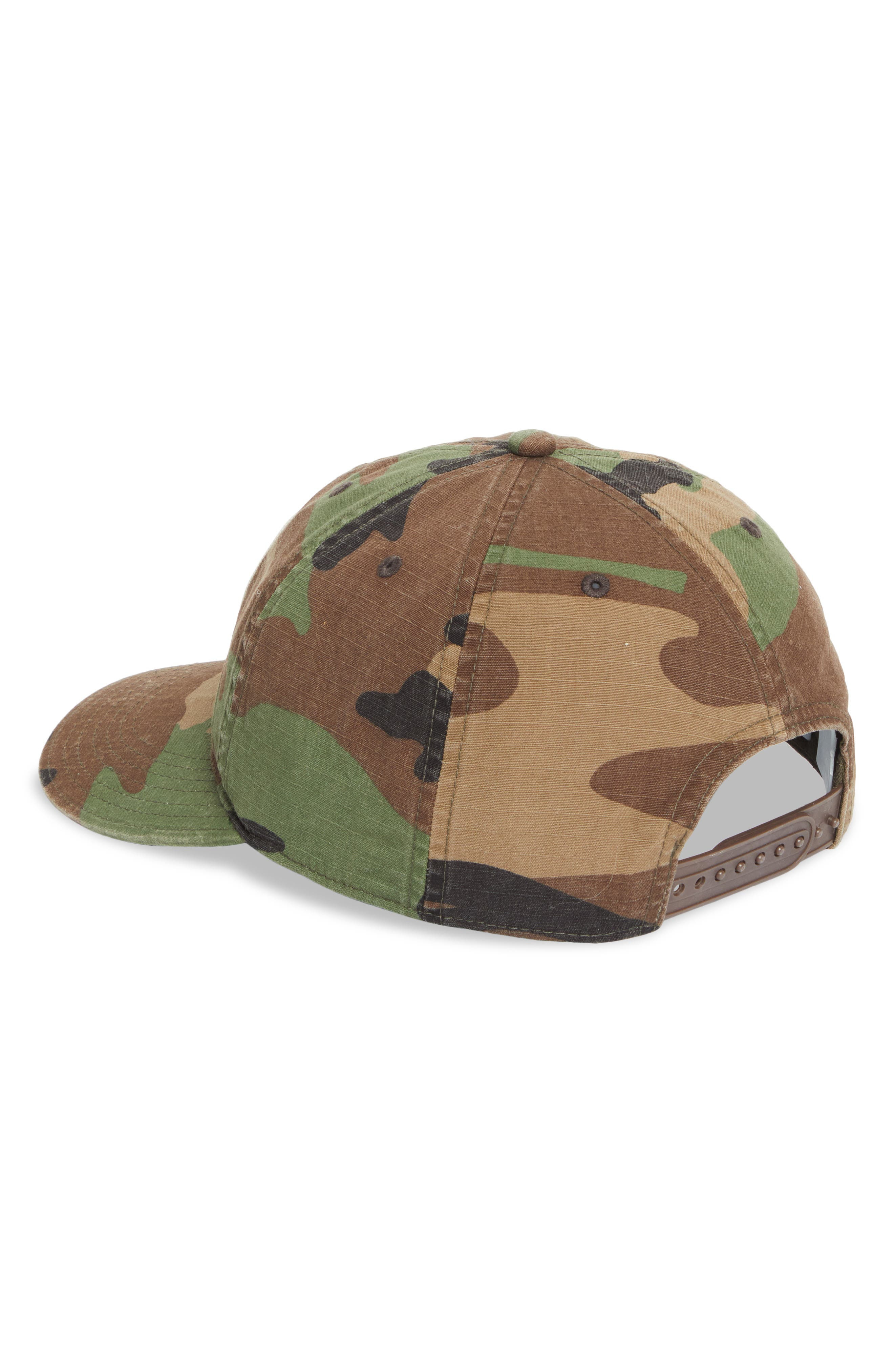 Double RL Camo Print Cotton Ripstop Snapback Baseball Cap in Woodland Camo at Nordstrom - 2