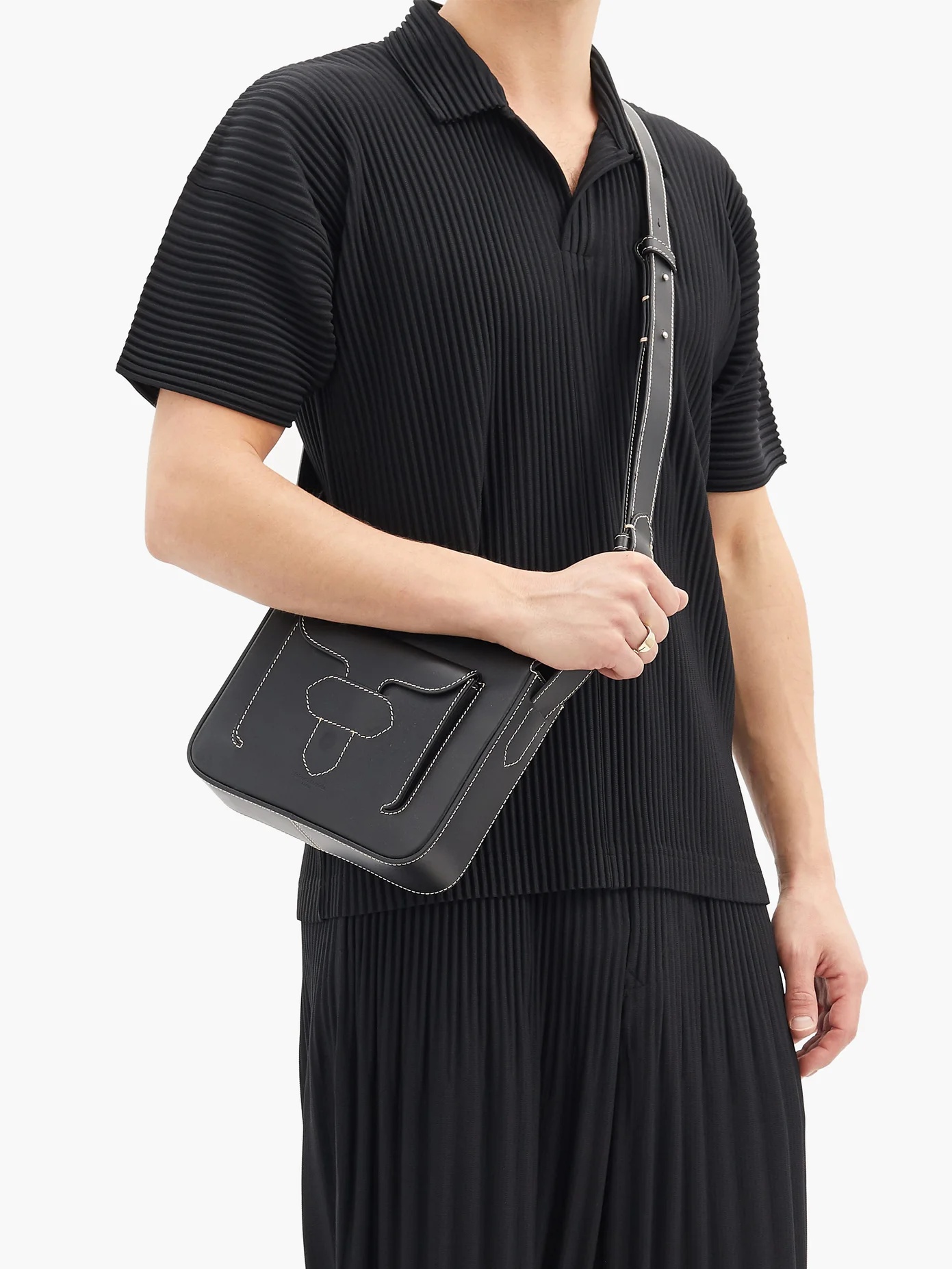 Technical-pleated polo shirt - 6