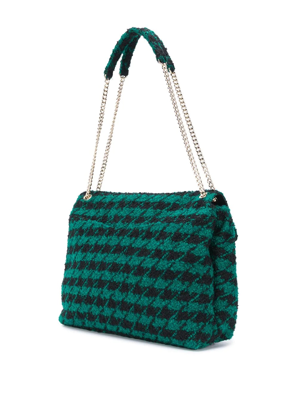 houndstooth chain-strap shoulder bag - 3