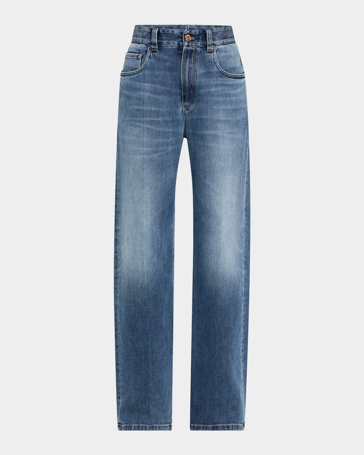 Soft Denim Loose Stove Pipe Jeans - 1