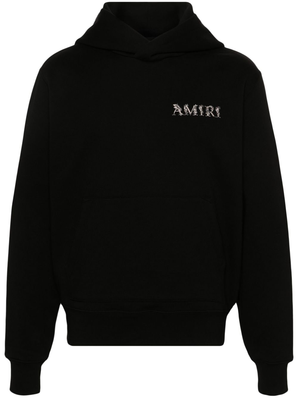 logo-embroidered cotton hoodie - 1