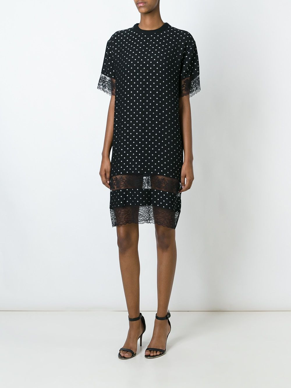 lace panel T-shirt dress - 2