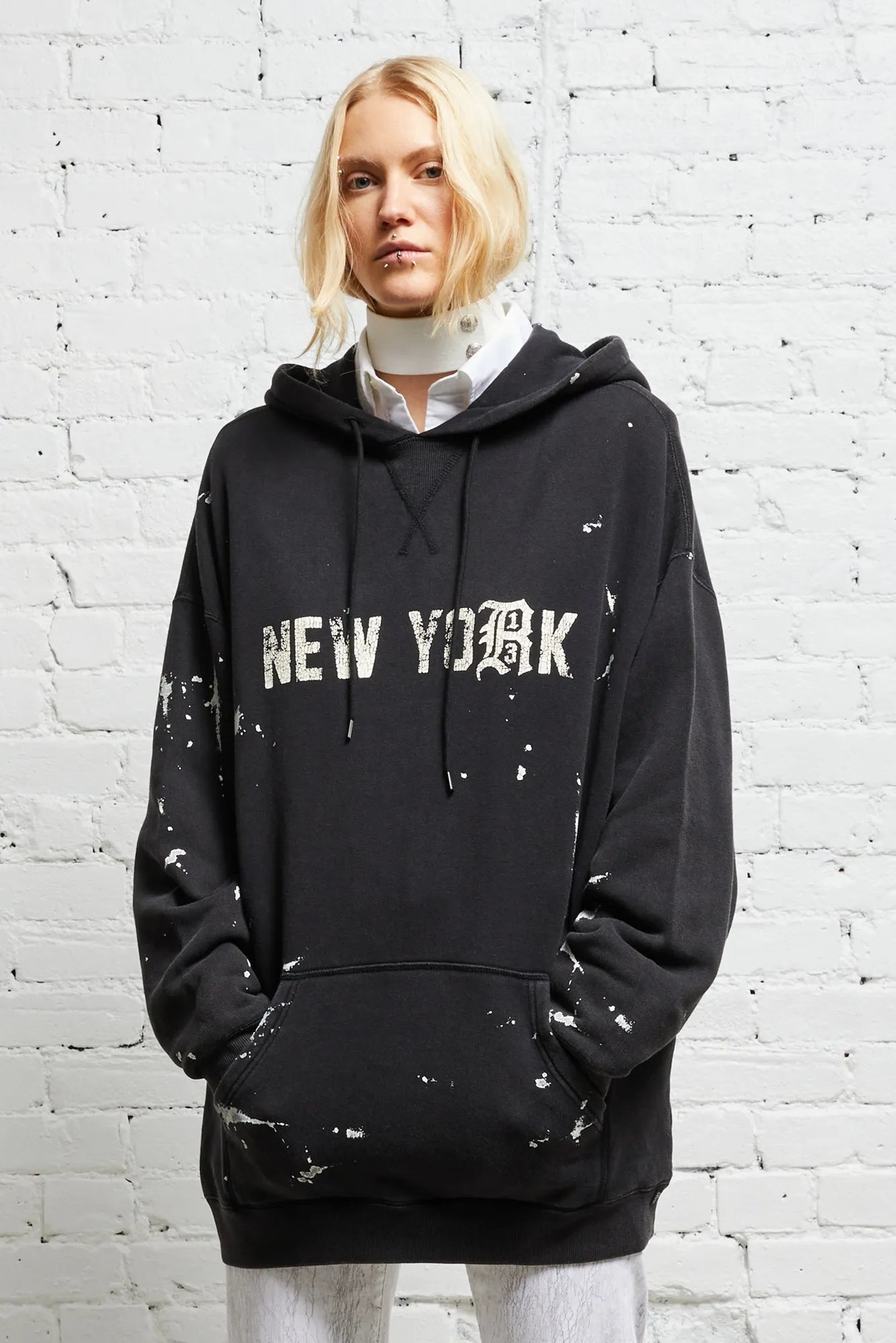 R13 NEW YORK HOODIE - ACID BLACK - 1