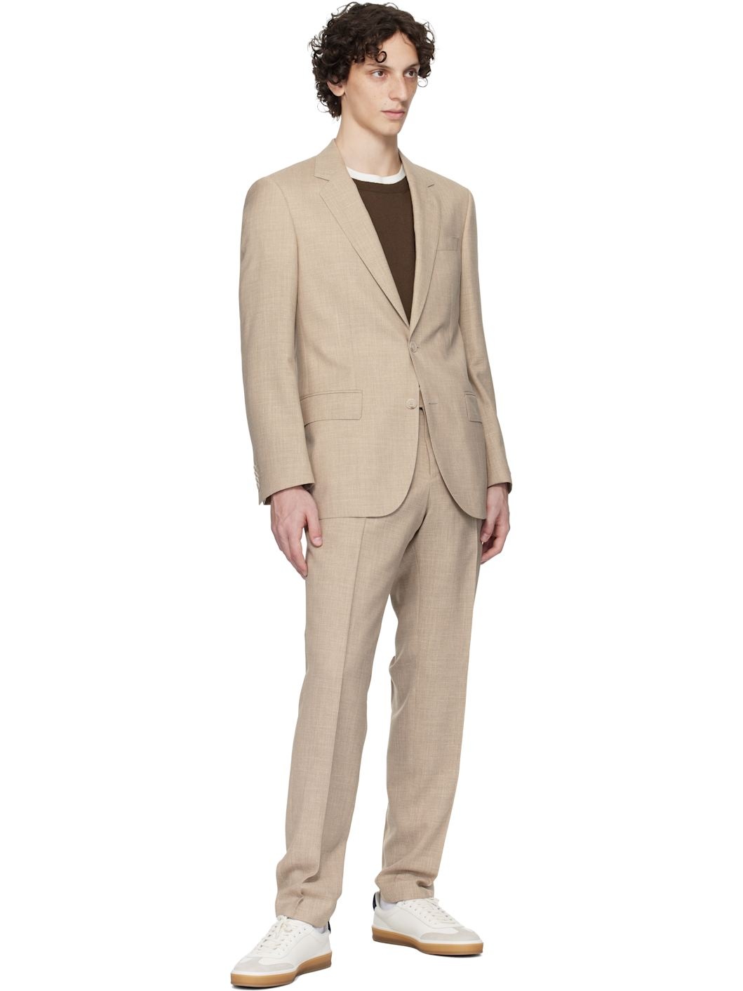 Beige BECKHAM Edition Virgin Wool & Silk Suit - 5