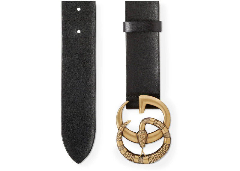 GUCCI Leather belt with Double G buckle with snake outlook