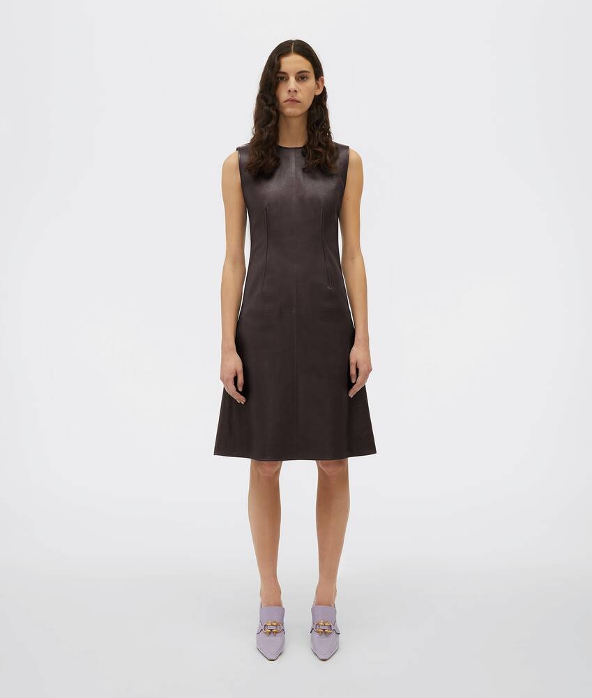 ワンピース BOTTEGA VENETA Dark Brown Nappa Leather Dress Bottega Veneta Leather Strapless Bustier Midi-Dress | Saks