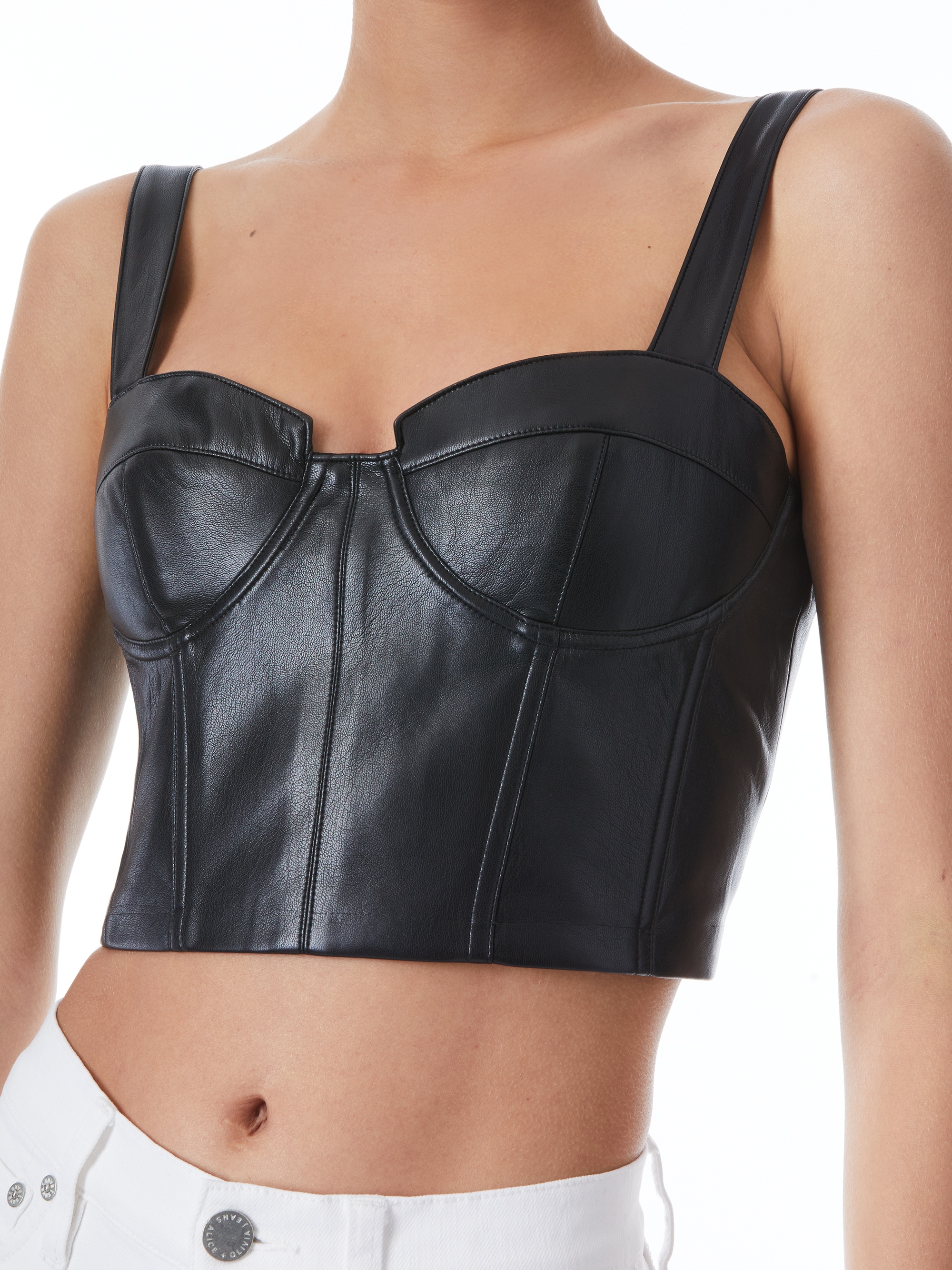 JEANNA BUSTIER VEGAN LEATHER CROP TOP - 5