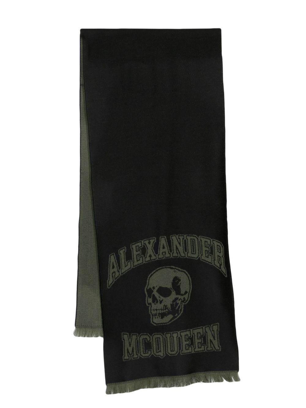 logo-jacquard wool scarf - 1