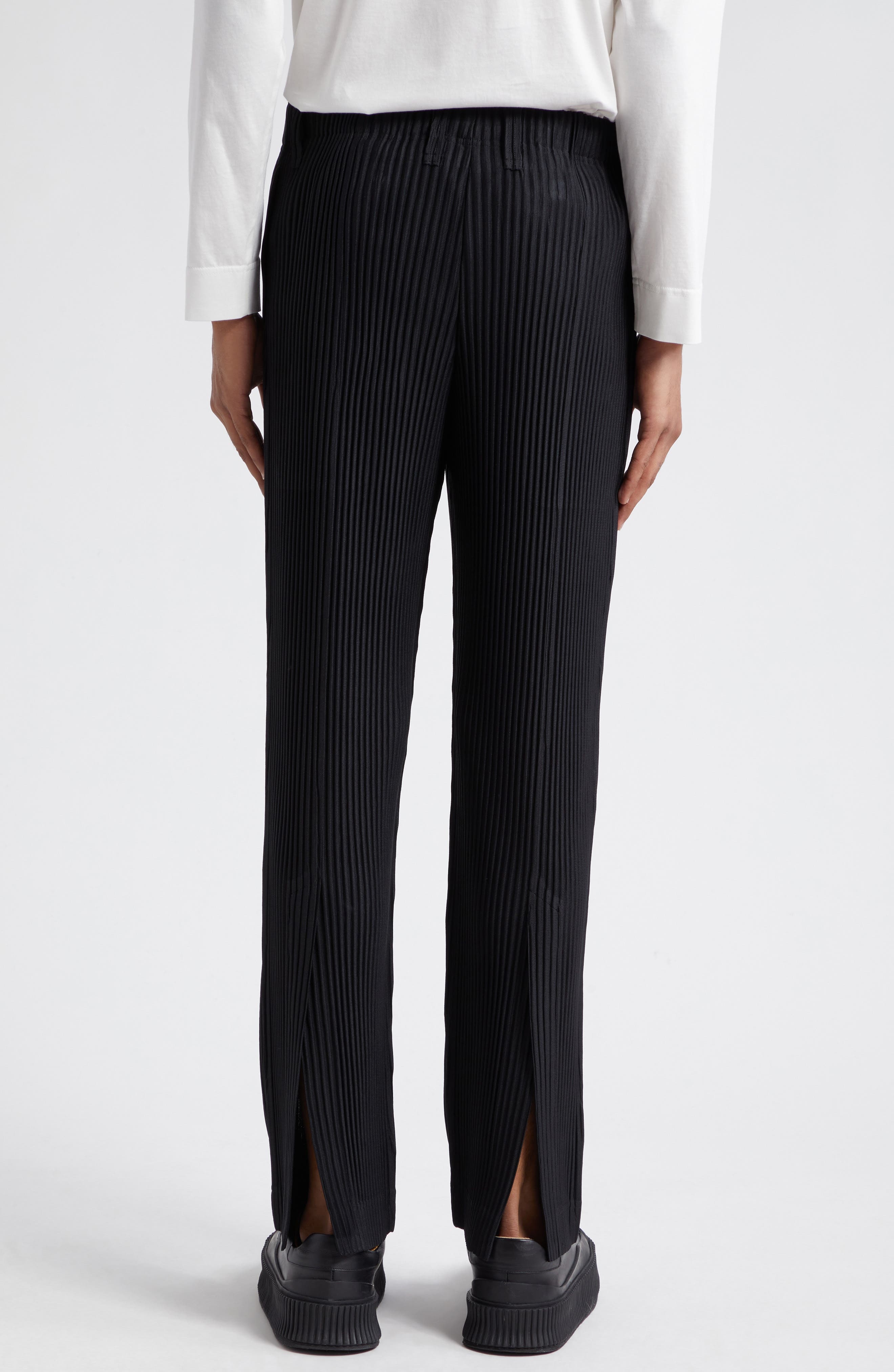 Pleated Tailored Straight Leg Pants - 3