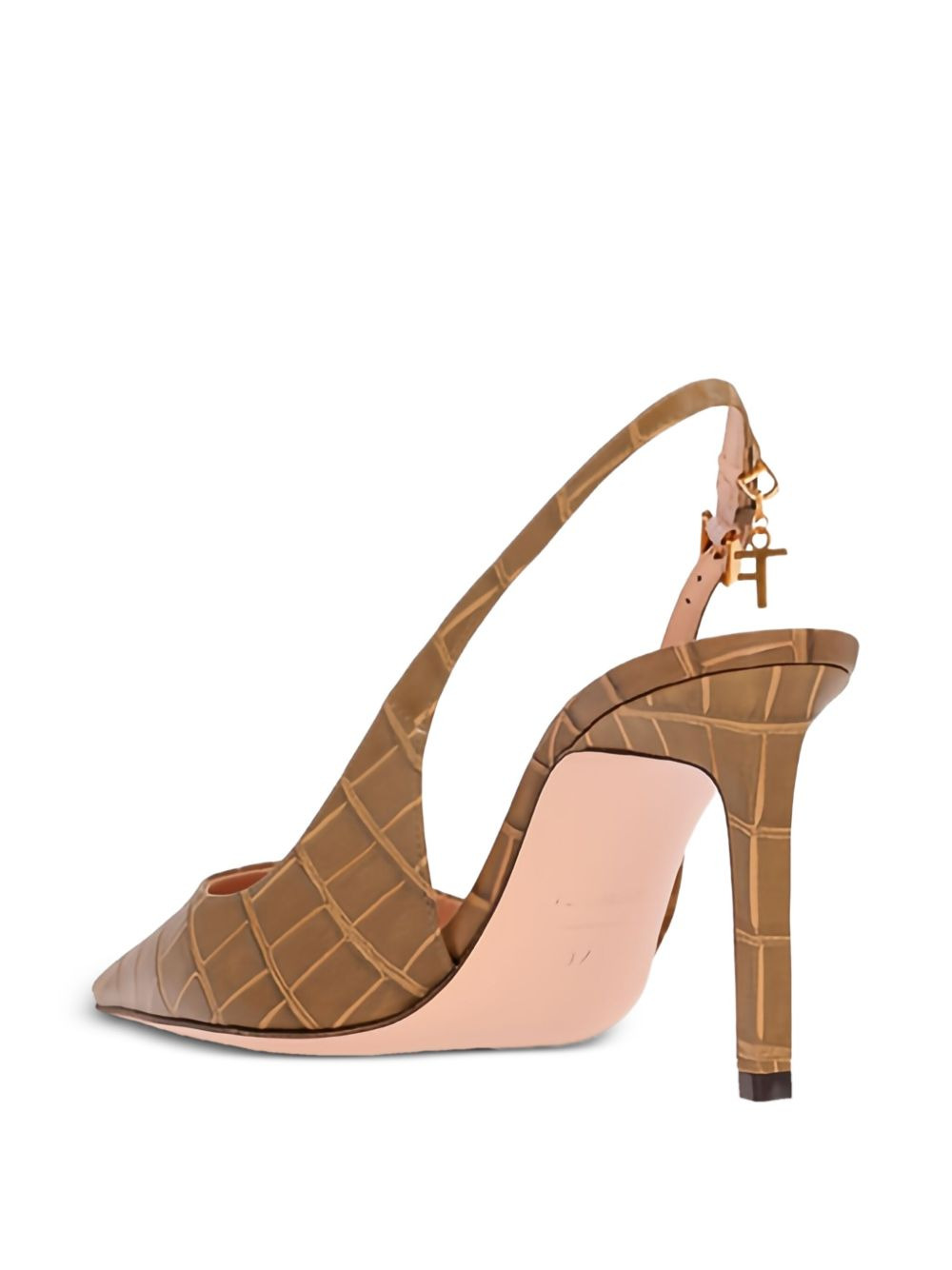 Angelina slingback crocodile-embossed pumps - 3