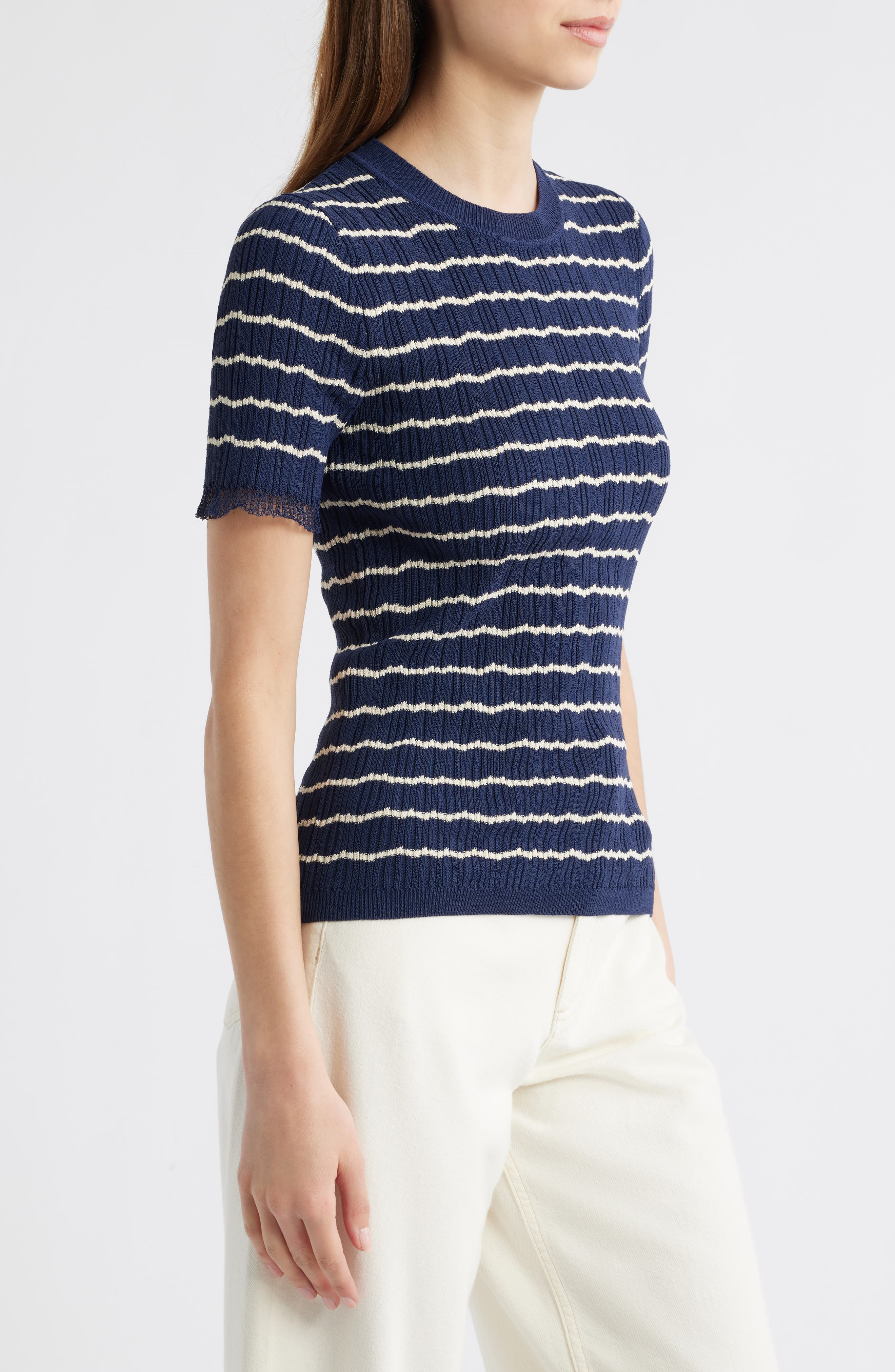 rag & bone Chiara Crewneck Rib Sweater in Indigo at Nordstrom - 3