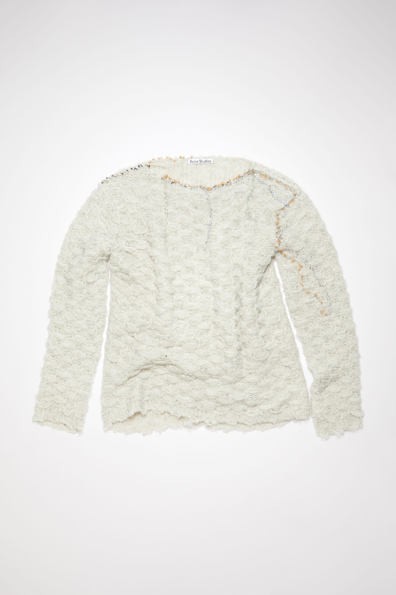 Distressed crochet jumper - Dusty green 1