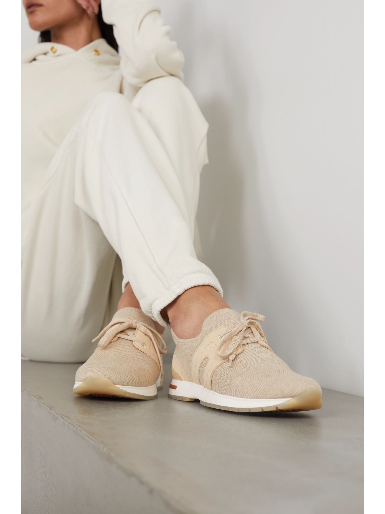 Flexy Lady wool, leather and suede sneakers Beige - 2