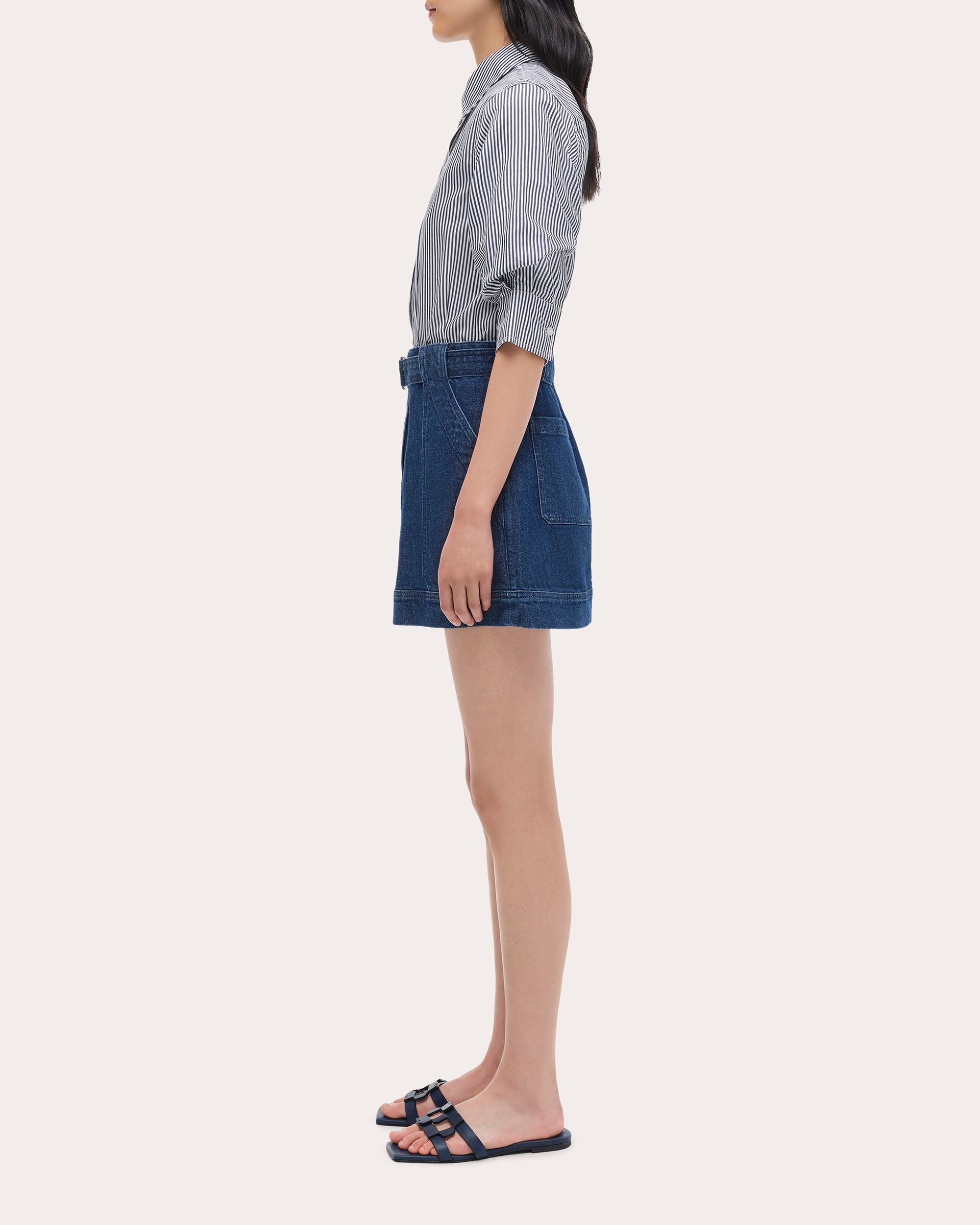 Harlowe Cotton Combo Denim Shirt Dress - 3