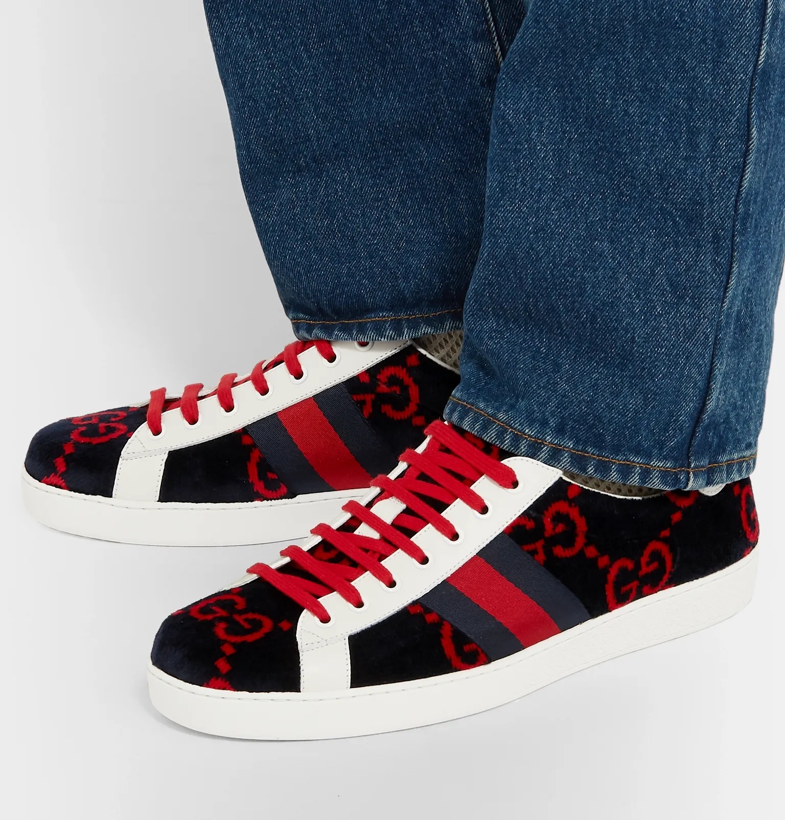 Ace Leather-Trimmed Logo-Print Terry Sneakers - 5