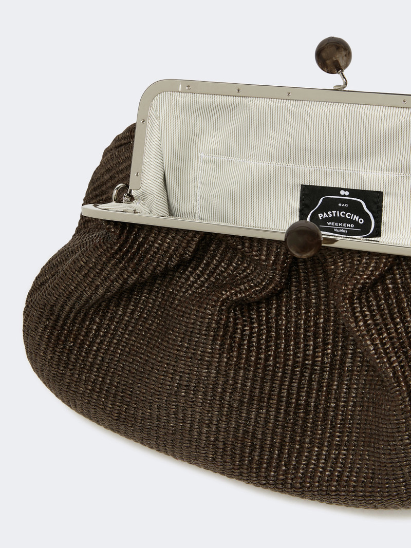 NABARRO Large raffia-effect Pasticcino bag - DARK BROWN 5