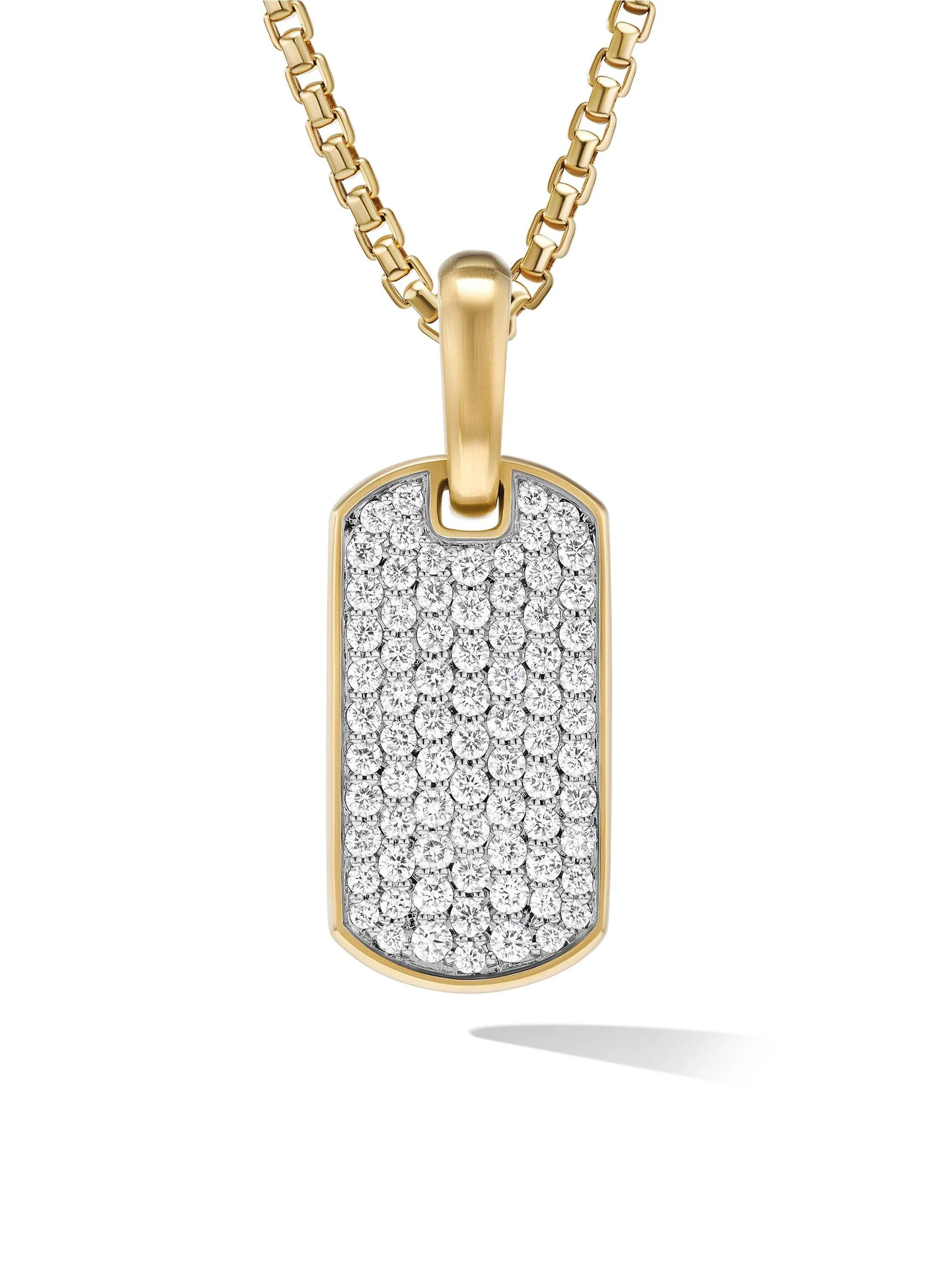 Men's Chevron Tag in 18K Yellow Gold - Diamond - 1