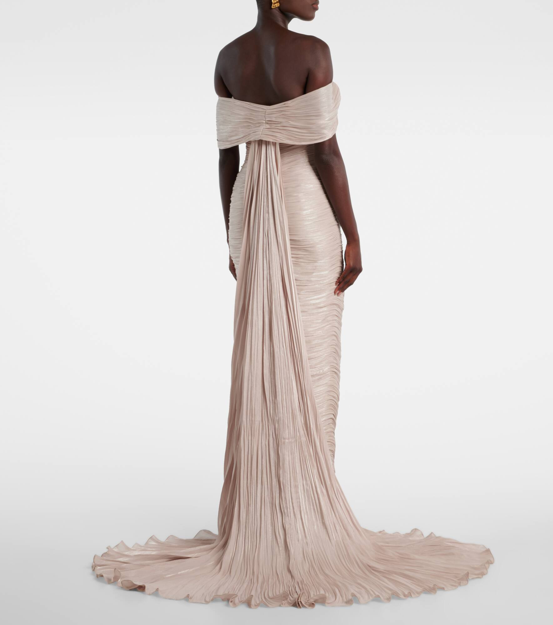 Off-shoulder pleated bustier gown - 3