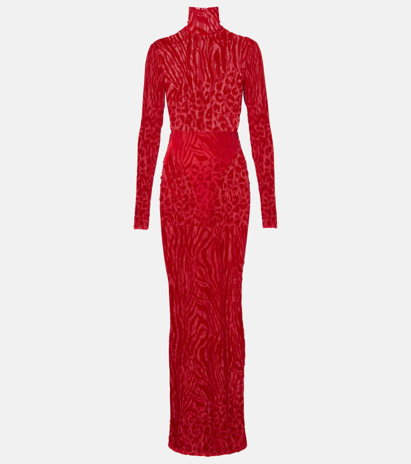 Printed turtleneck jersey maxi dress 1