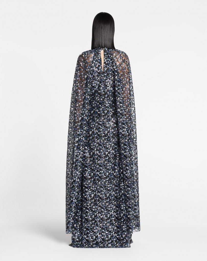 LONG DRESS WITH SEQUINS WITH CAPE BACK - 4