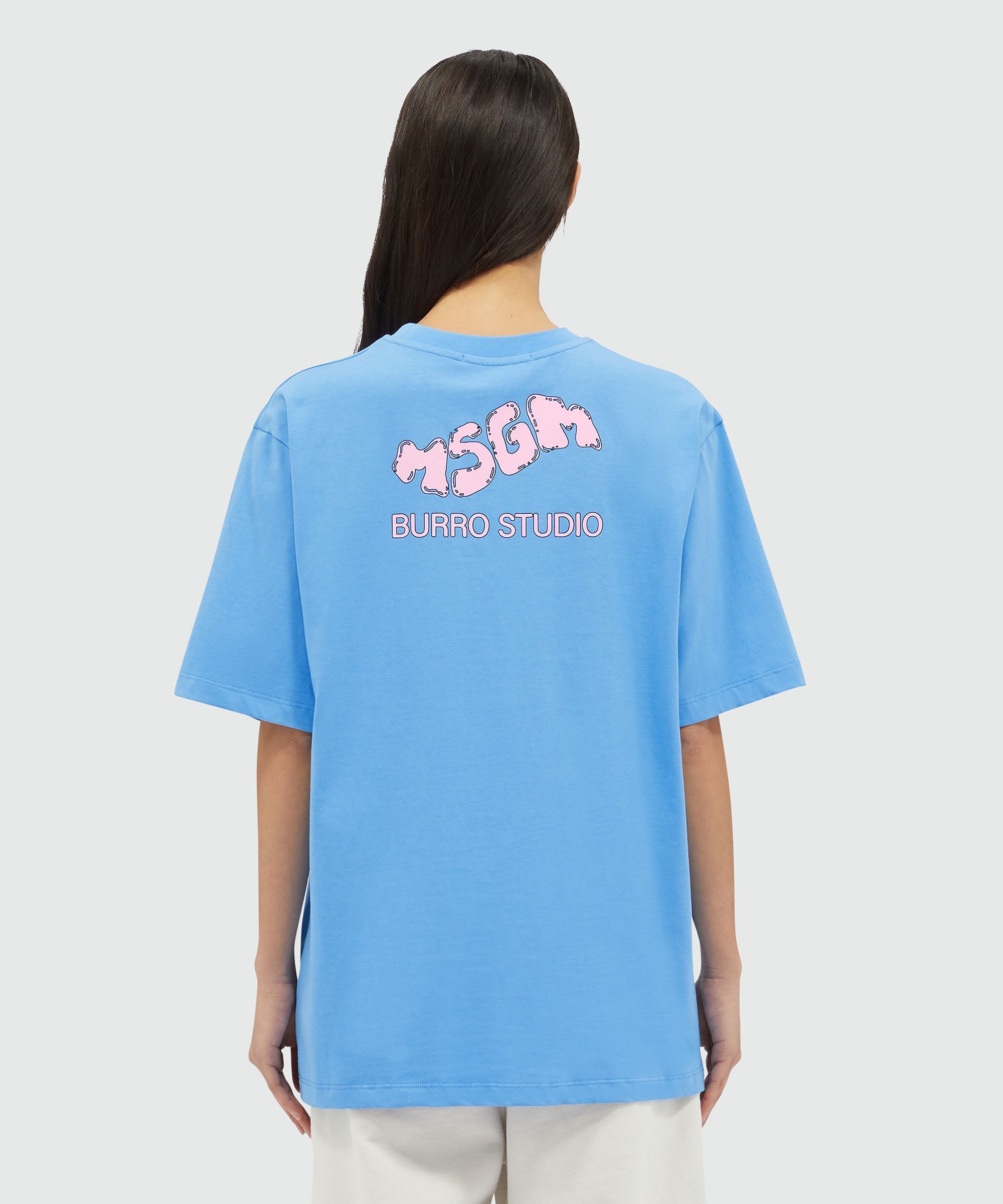 Organic cotton "Fantastic Green Burro Studio" light blue T-shirt - 7