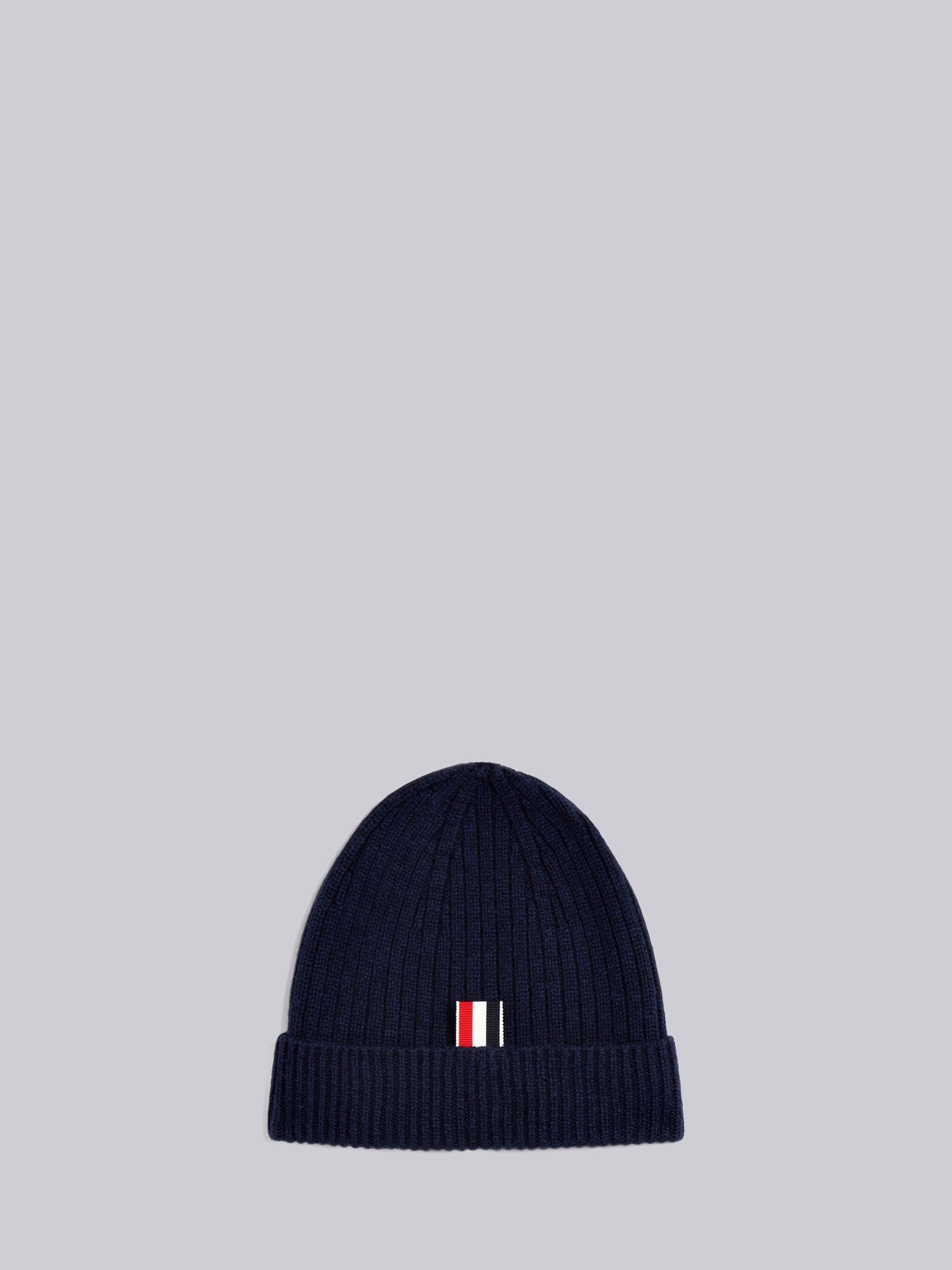 Navy Cashmere 4-Bar Cuff Beanie - 2