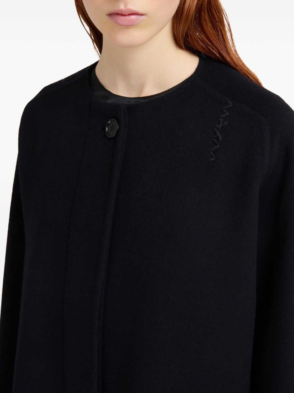 logo-embroidered coat - 6